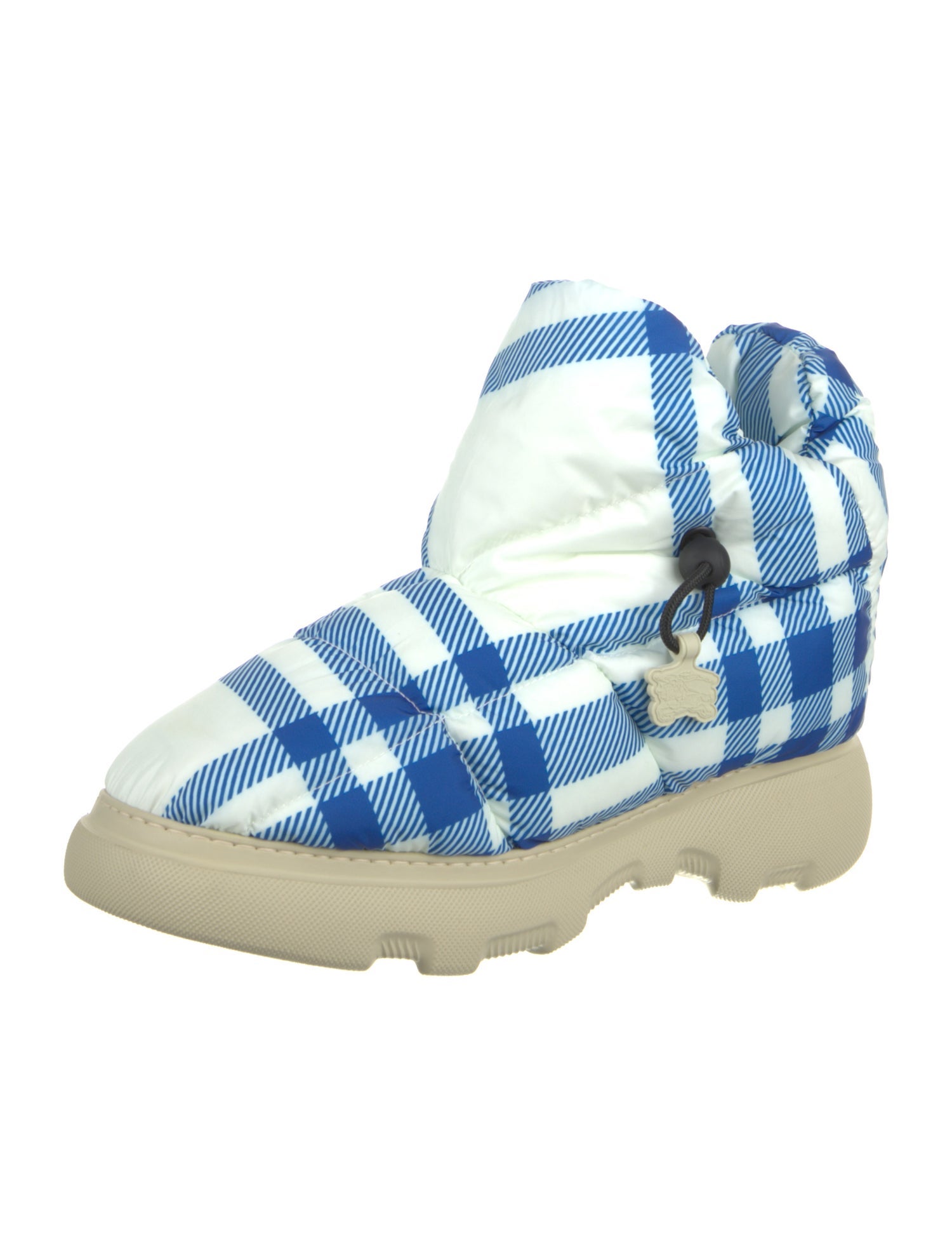 Burberry Nylon Plaid Print Snow Boots