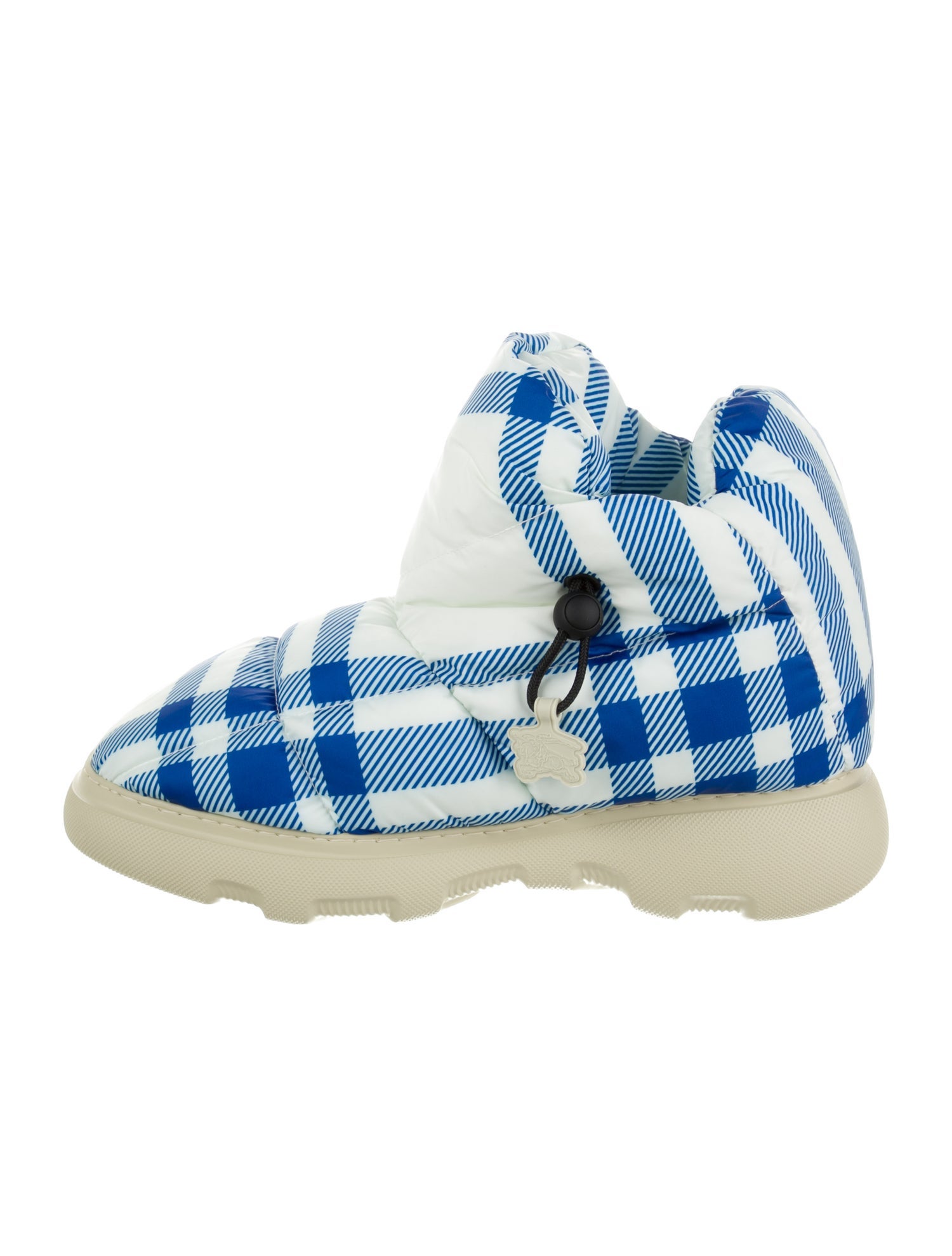 Burberry Nylon Plaid Print Boots