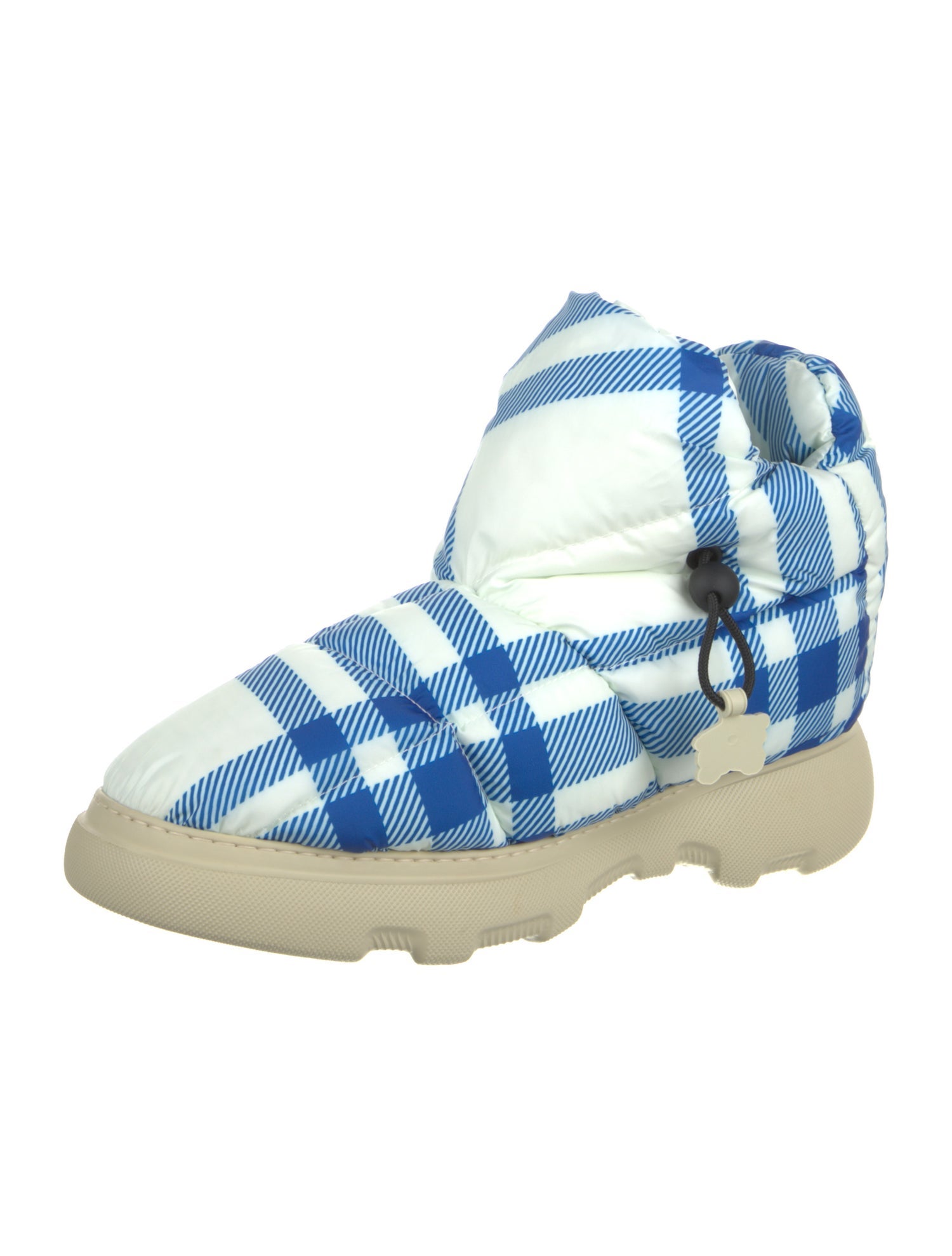 Burberry Ponyhair Plaid Print Snow Boots