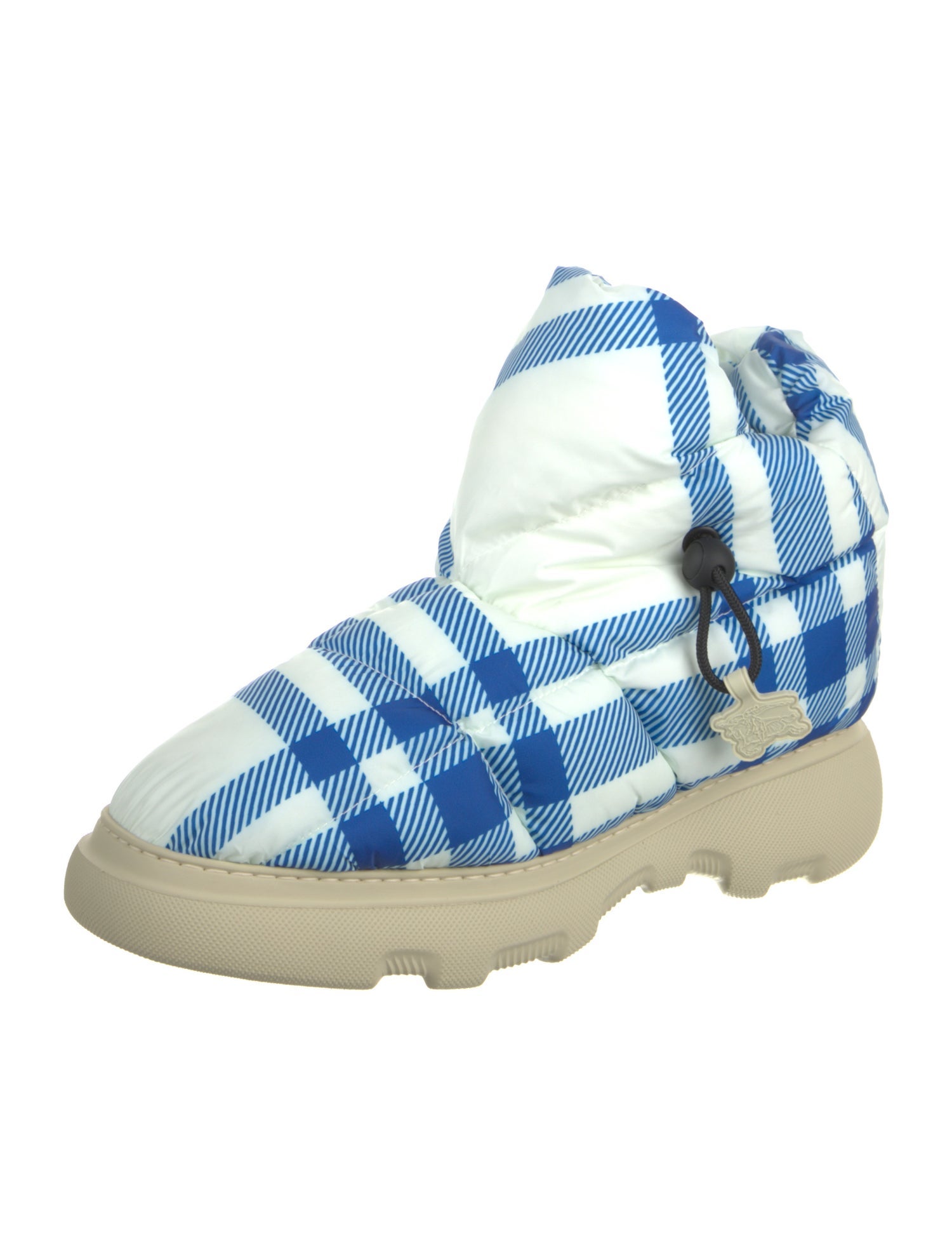 Burberry Nylon Plaid Print Snow Boots