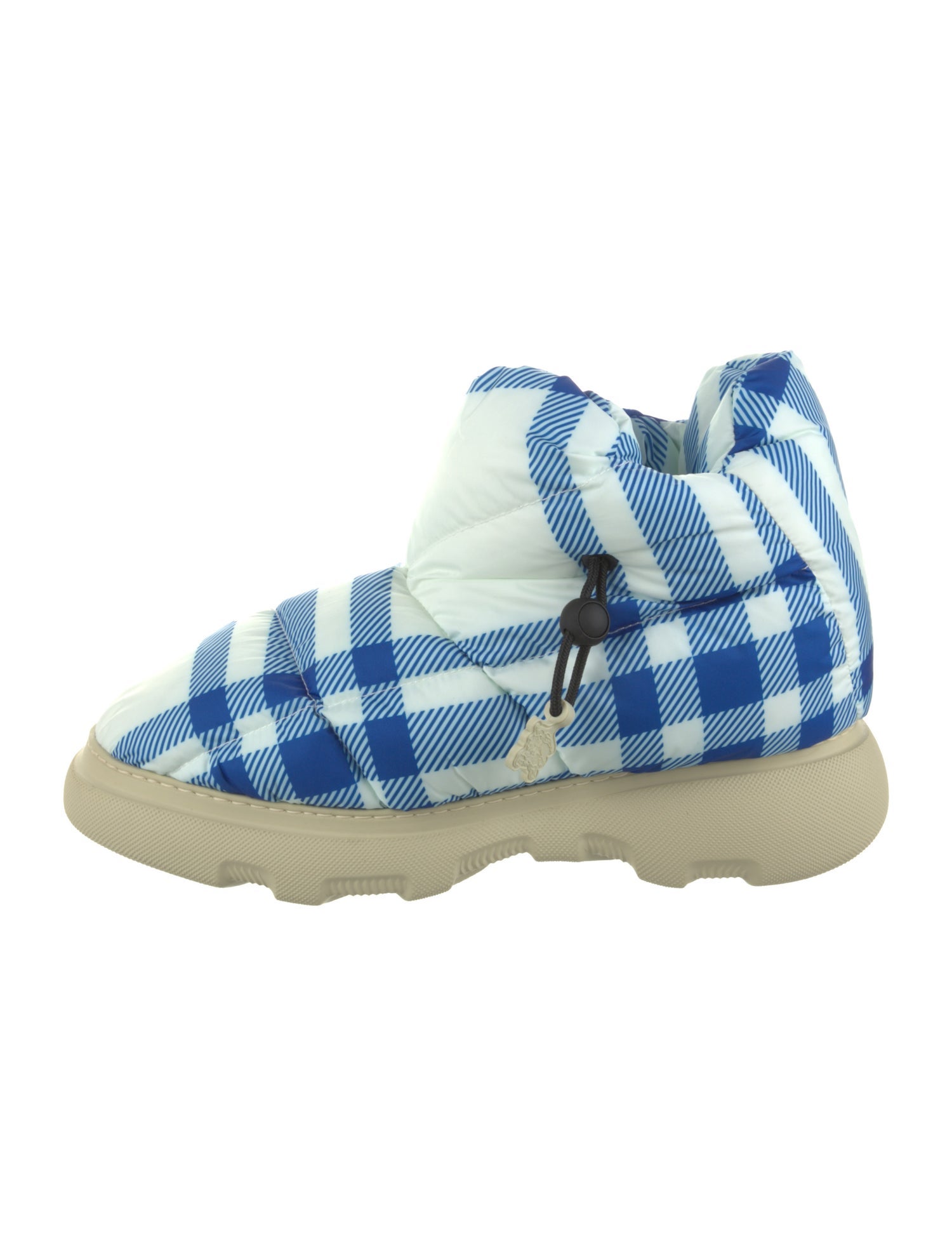 Burberry Nylon Plaid Print Snow Boots