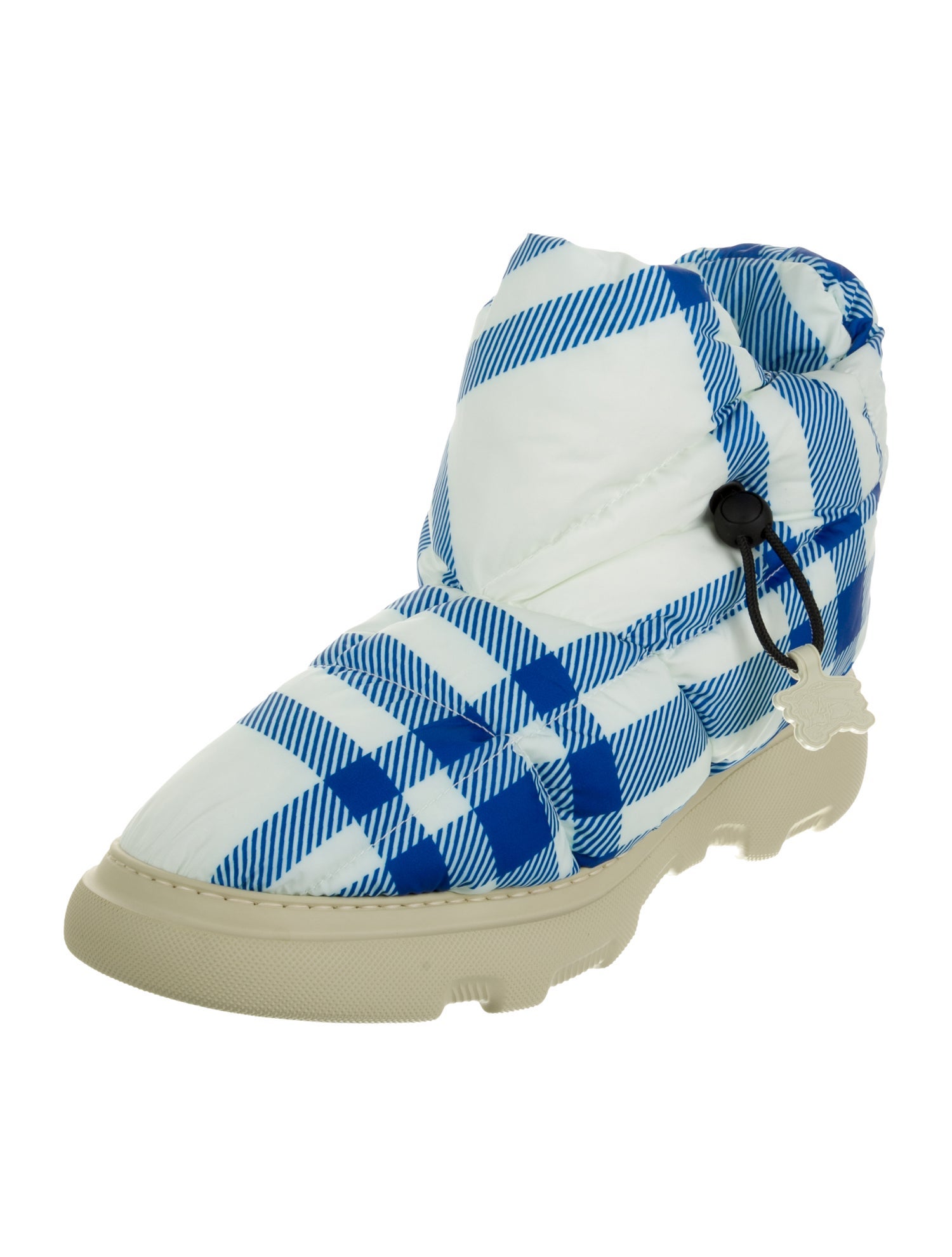 Burberry Nylon Plaid Print Boots