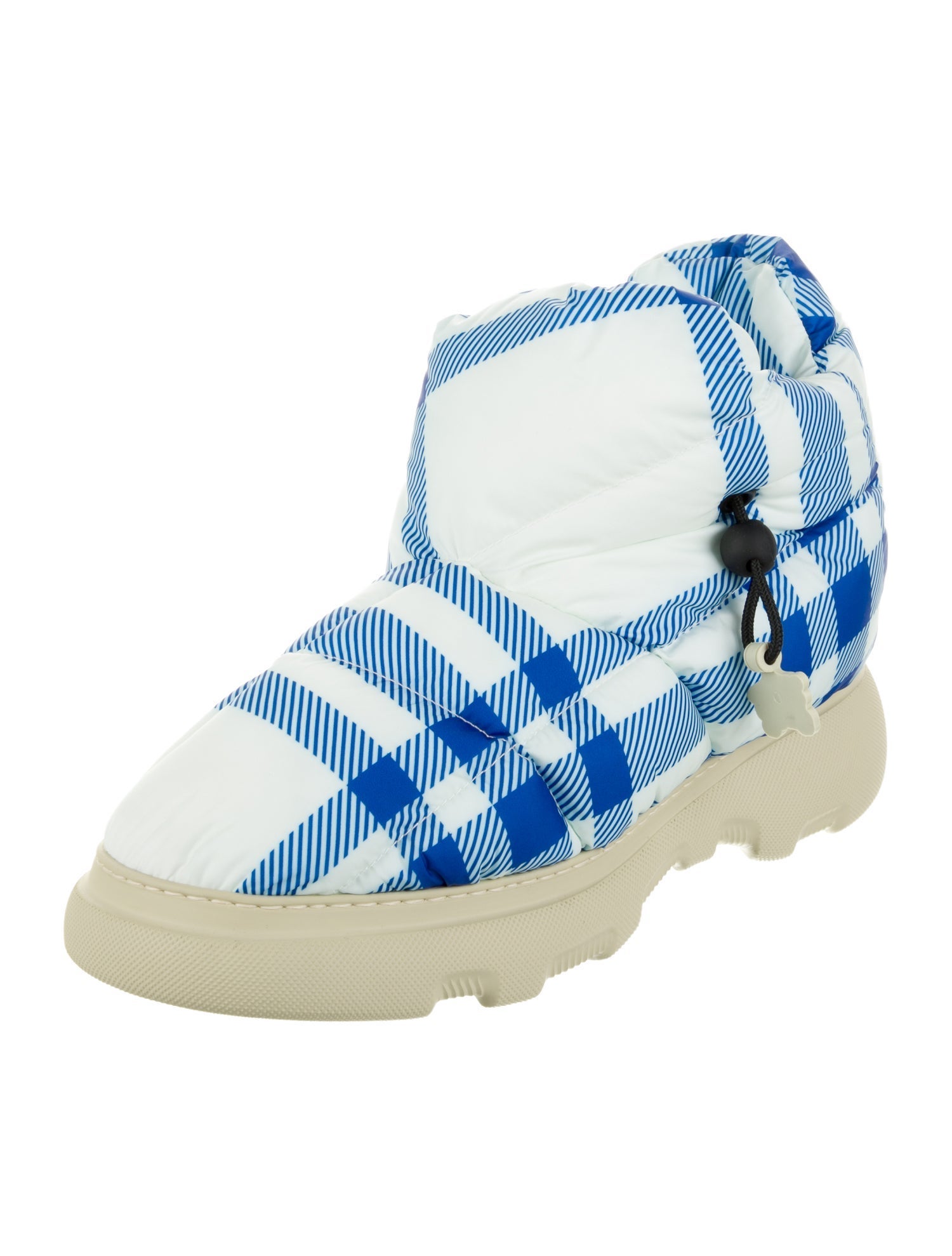Burberry Nylon Plaid Print Boots