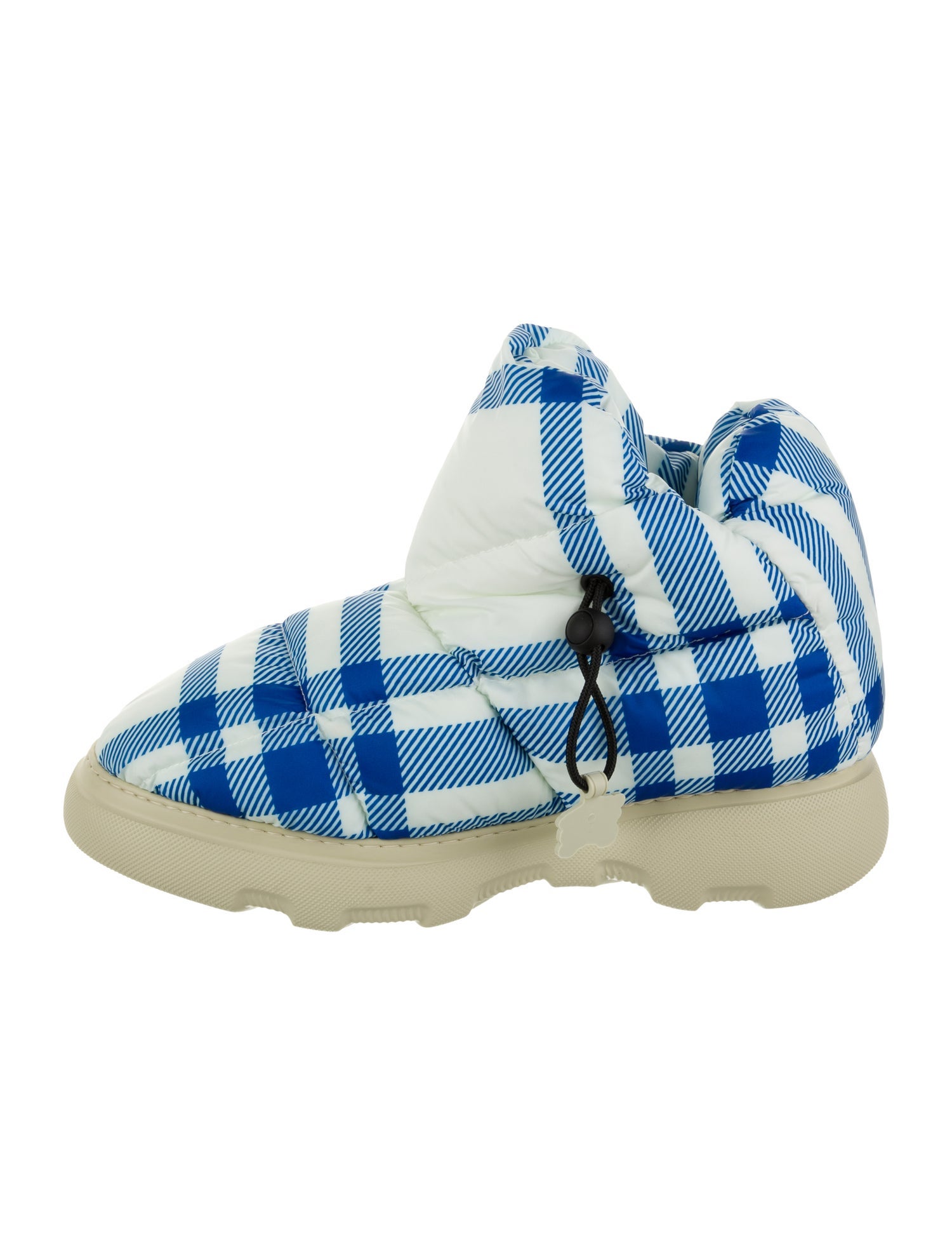 Burberry Nylon Plaid Print Boots
