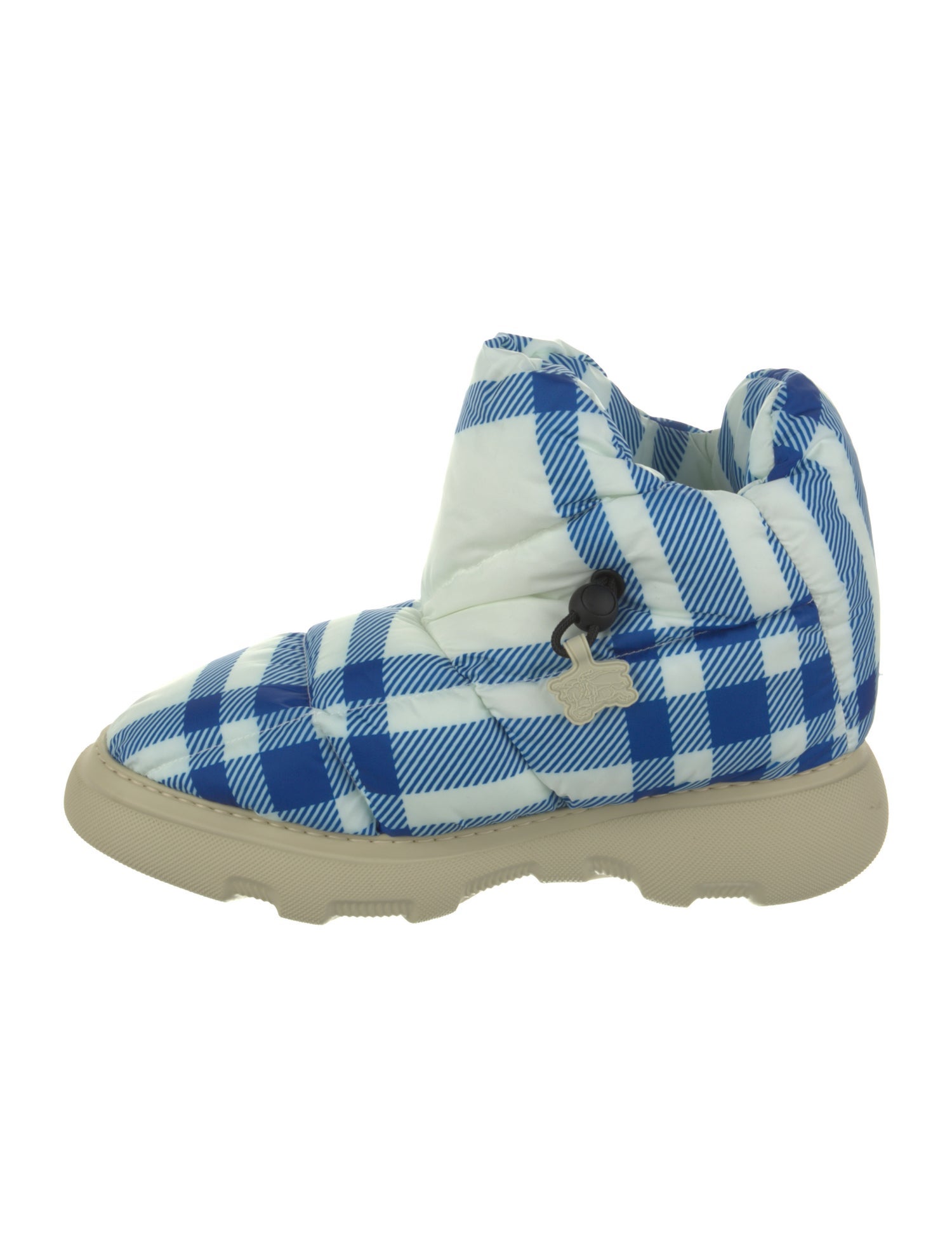 Burberry Nylon Plaid Print Snow Boots