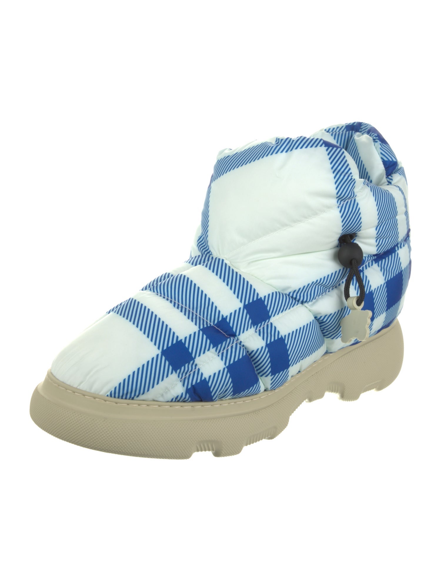 Burberry Nylon Plaid Print Snow Boots
