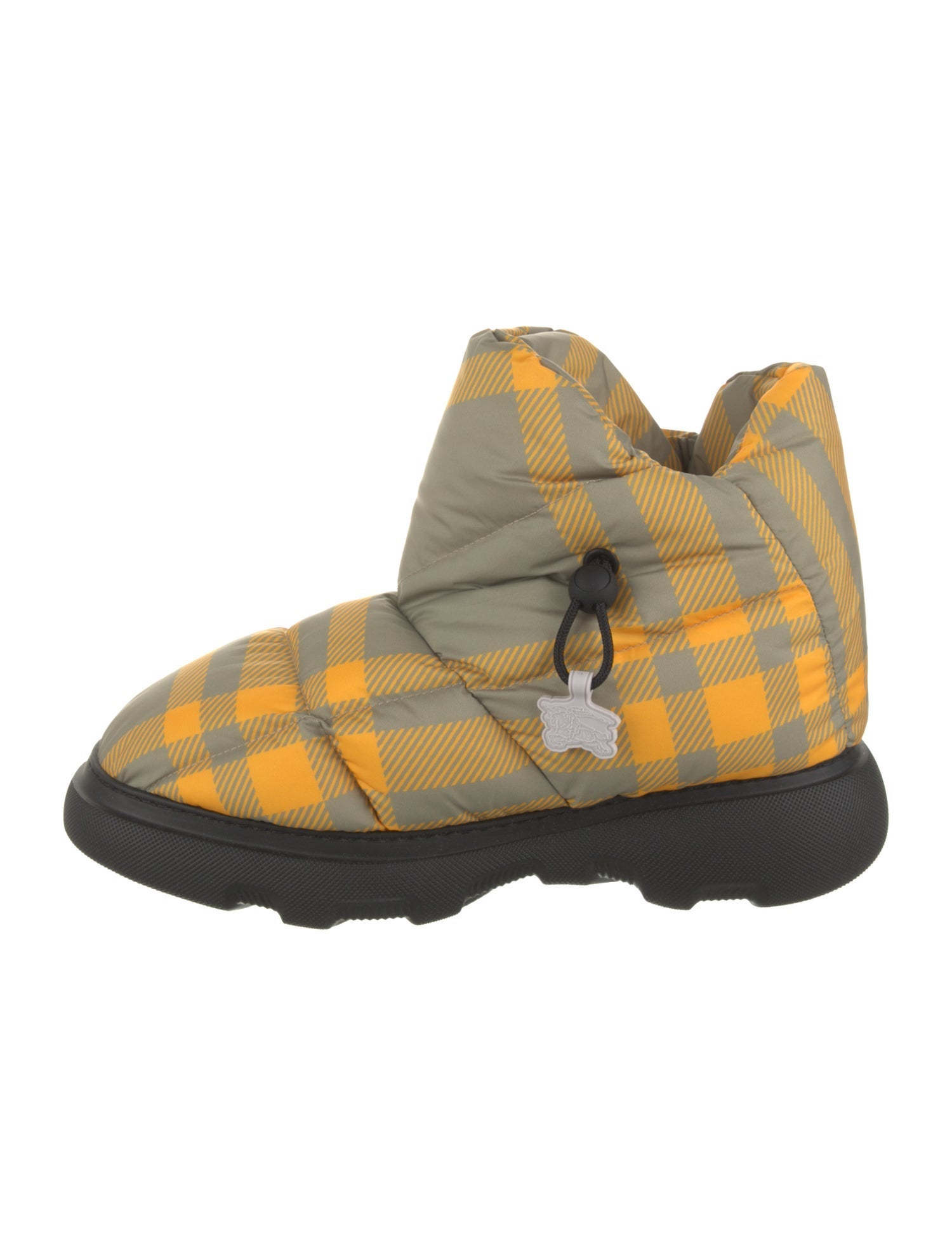Burberry Nylon Plaid Print Boots