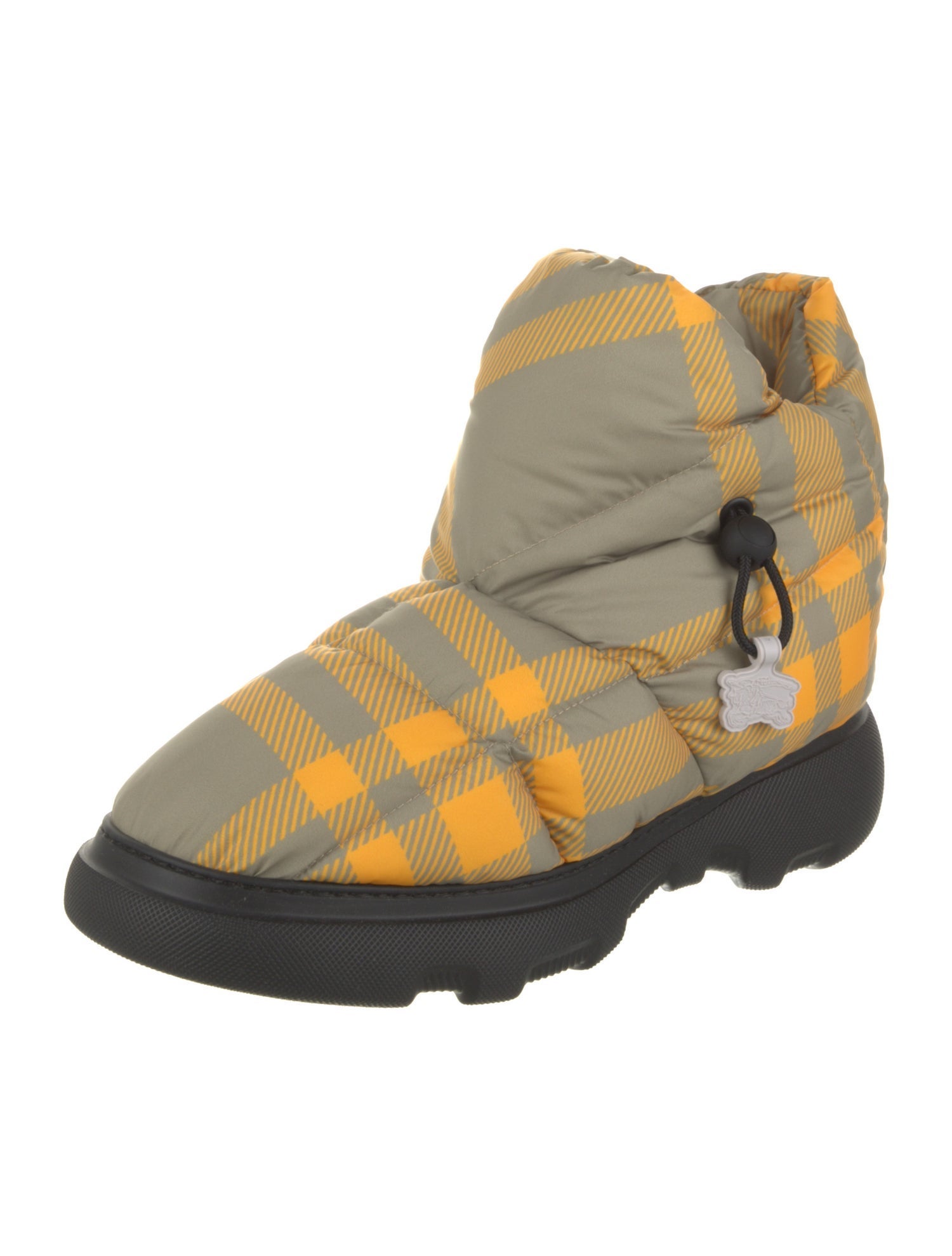Burberry Nylon Plaid Print Boots