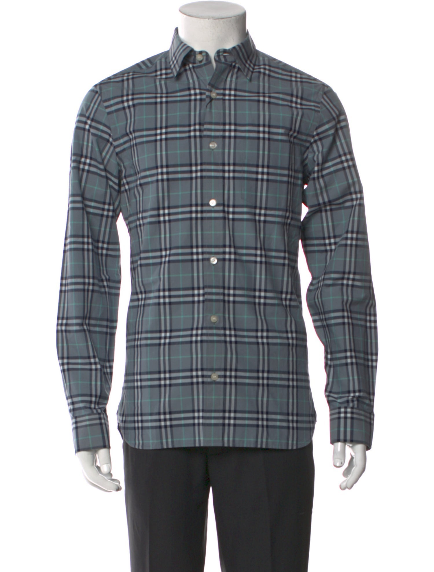 Burberry Plaid Print Long Sleeve Shirt