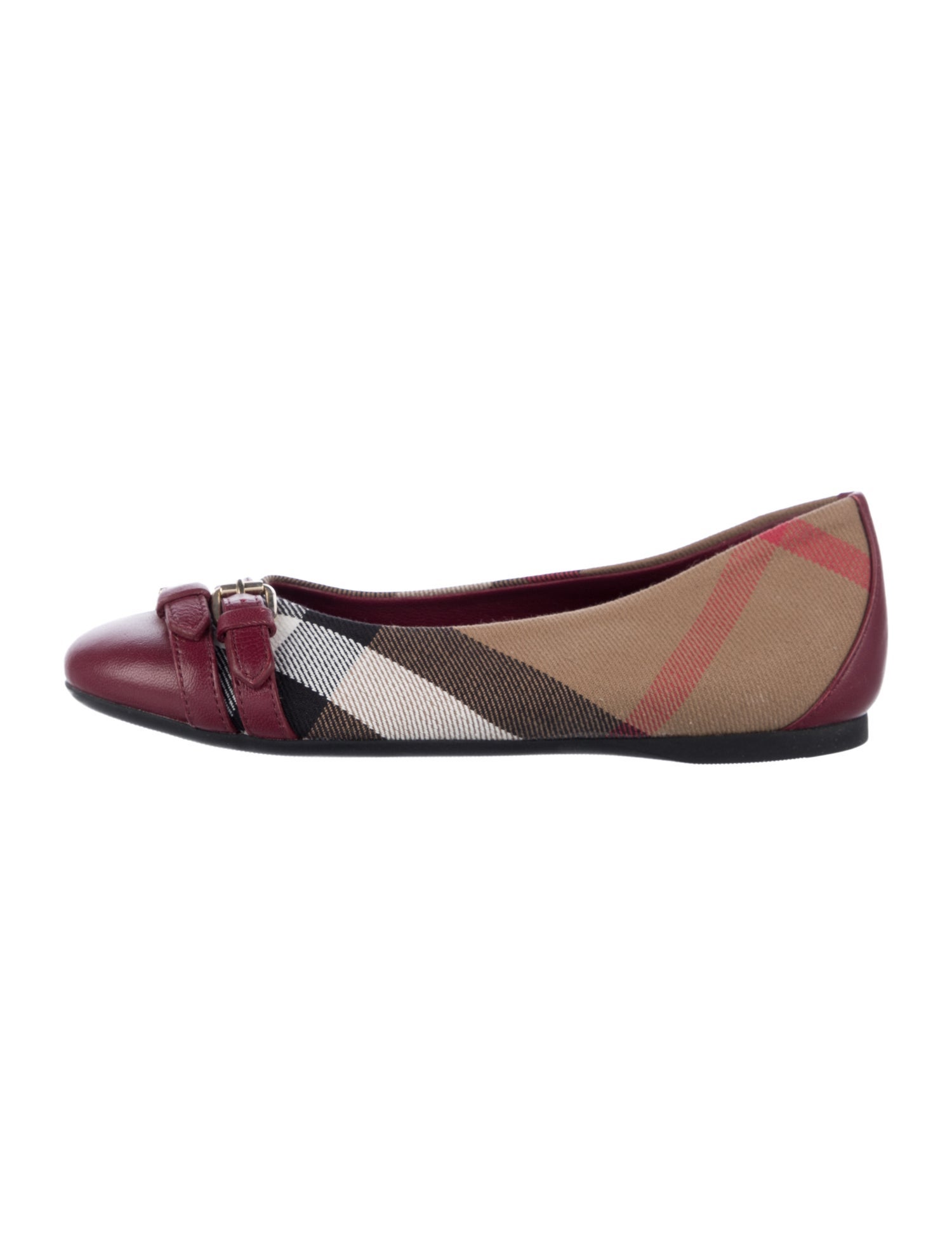 Burberry Canvas Leather Trim Ballet Flats Size 29