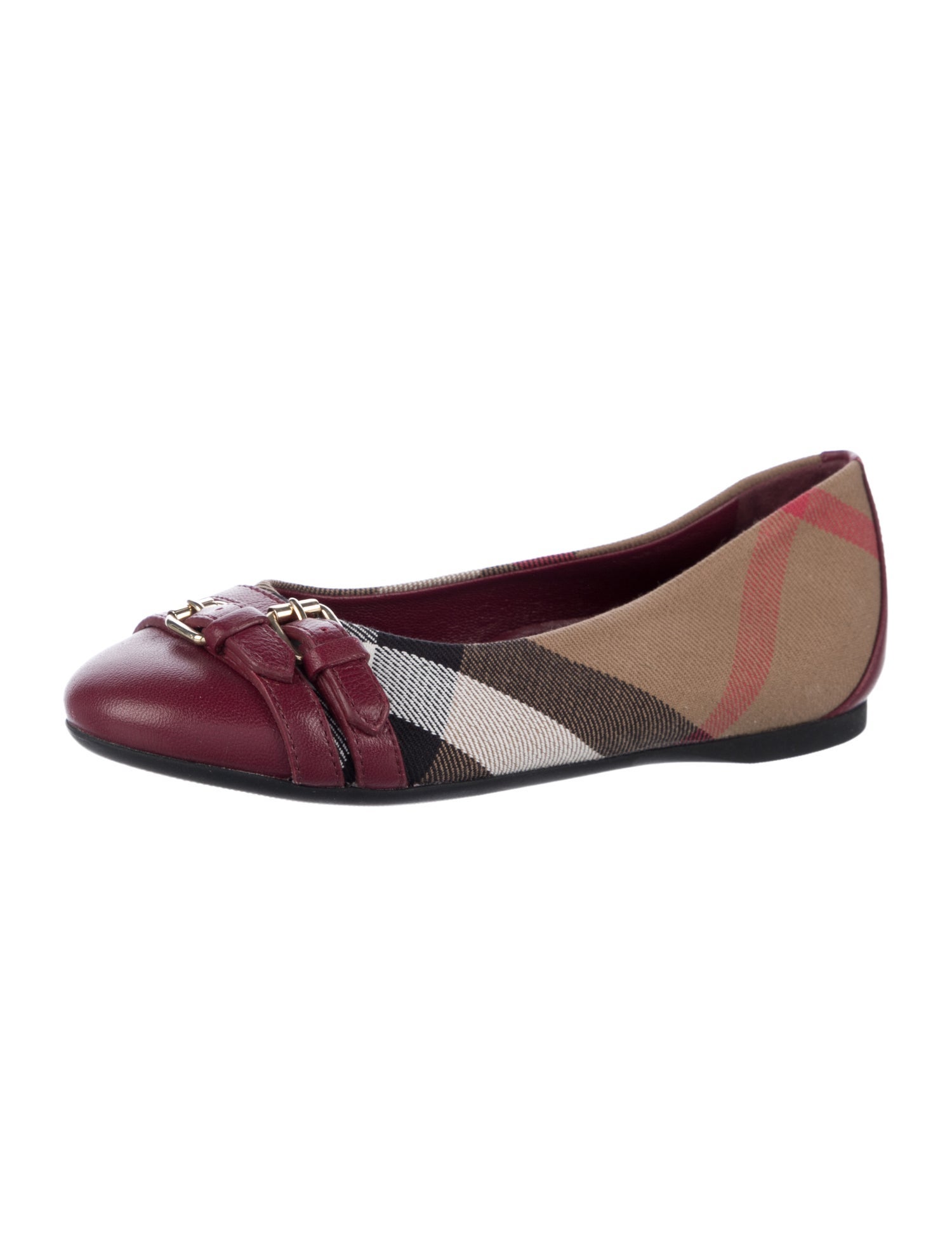 Burberry Canvas Leather Trim Ballet Flats Size 29