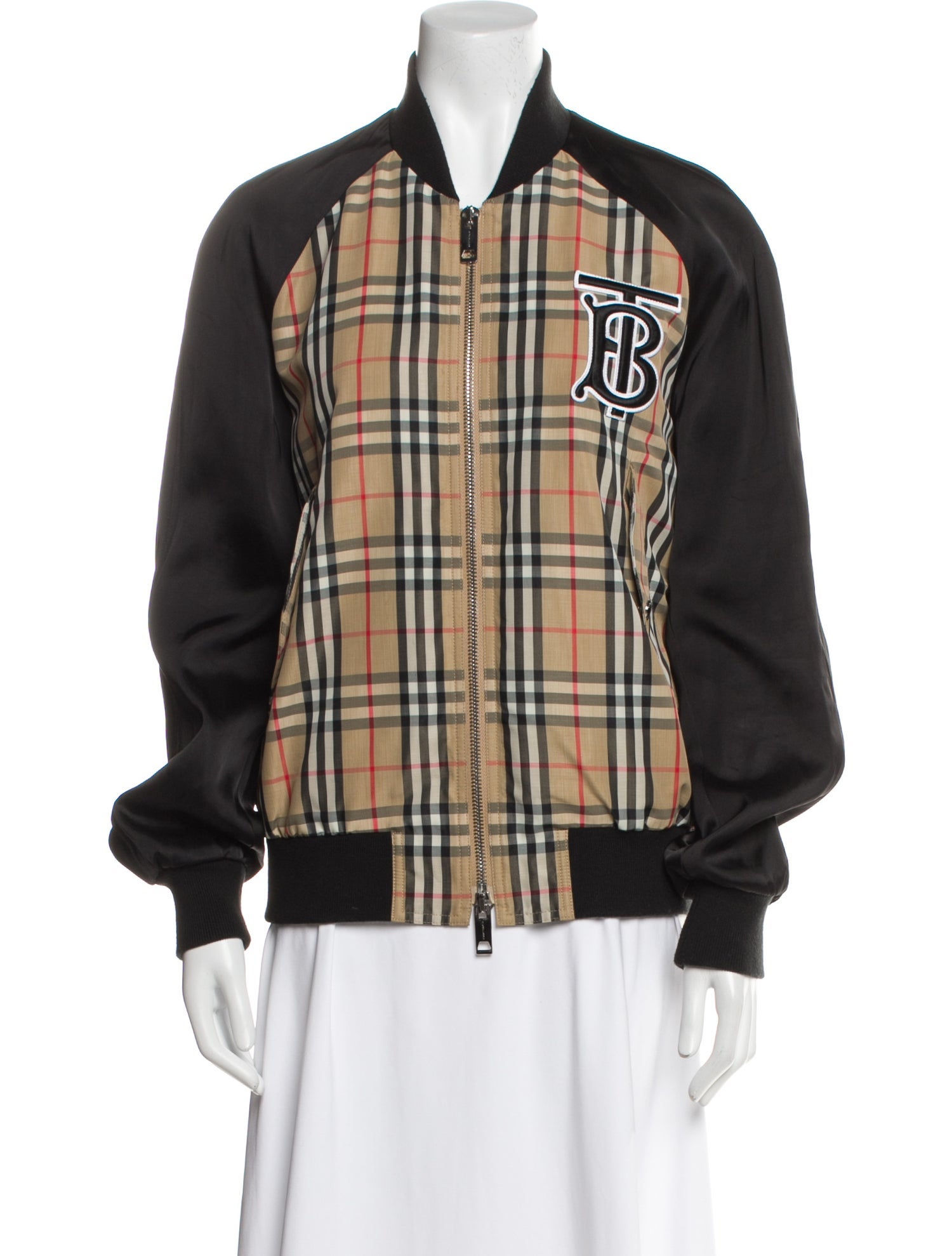Burberry Plaid Print Bomber Jacket