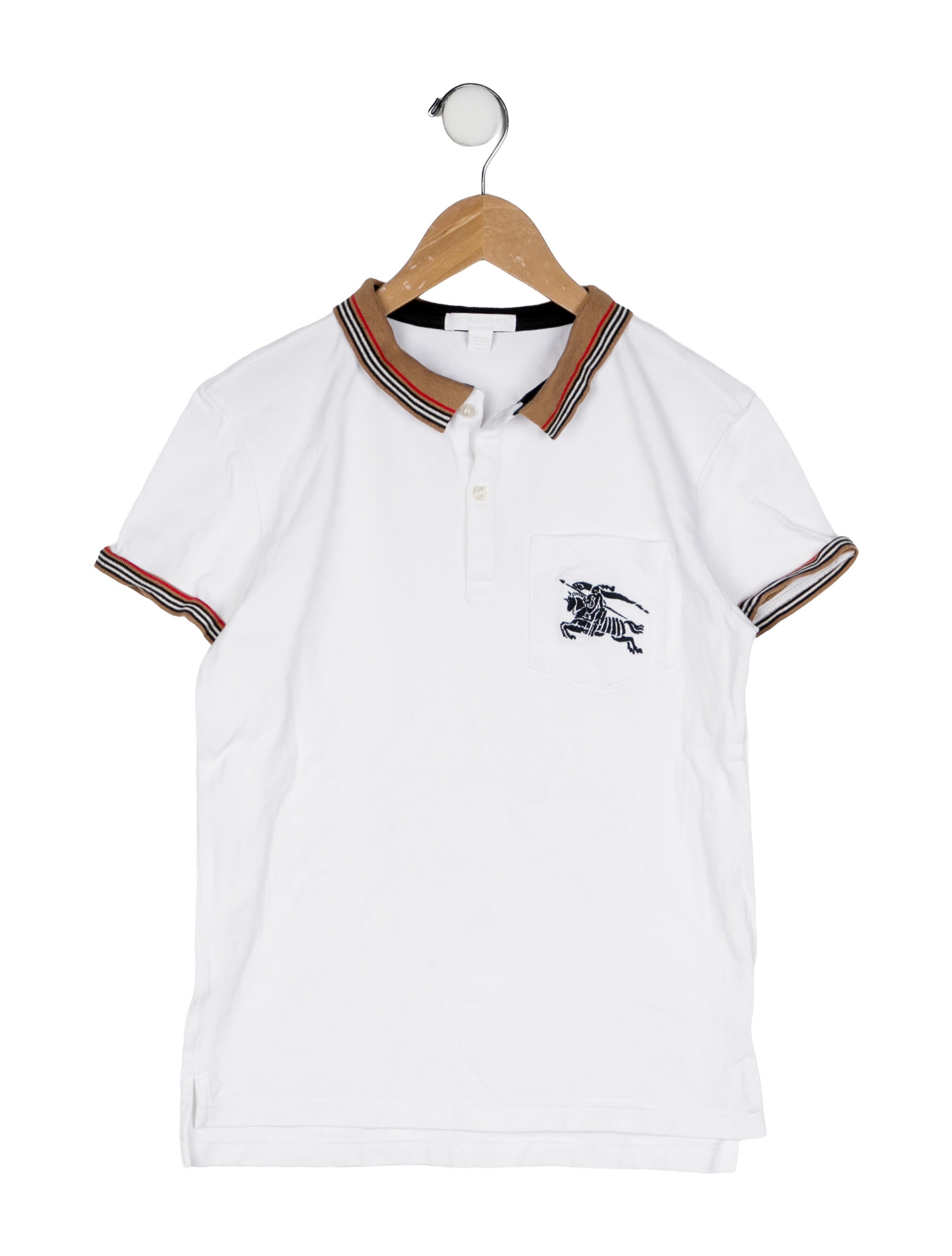 Burberry Check Print Trim Polo Top