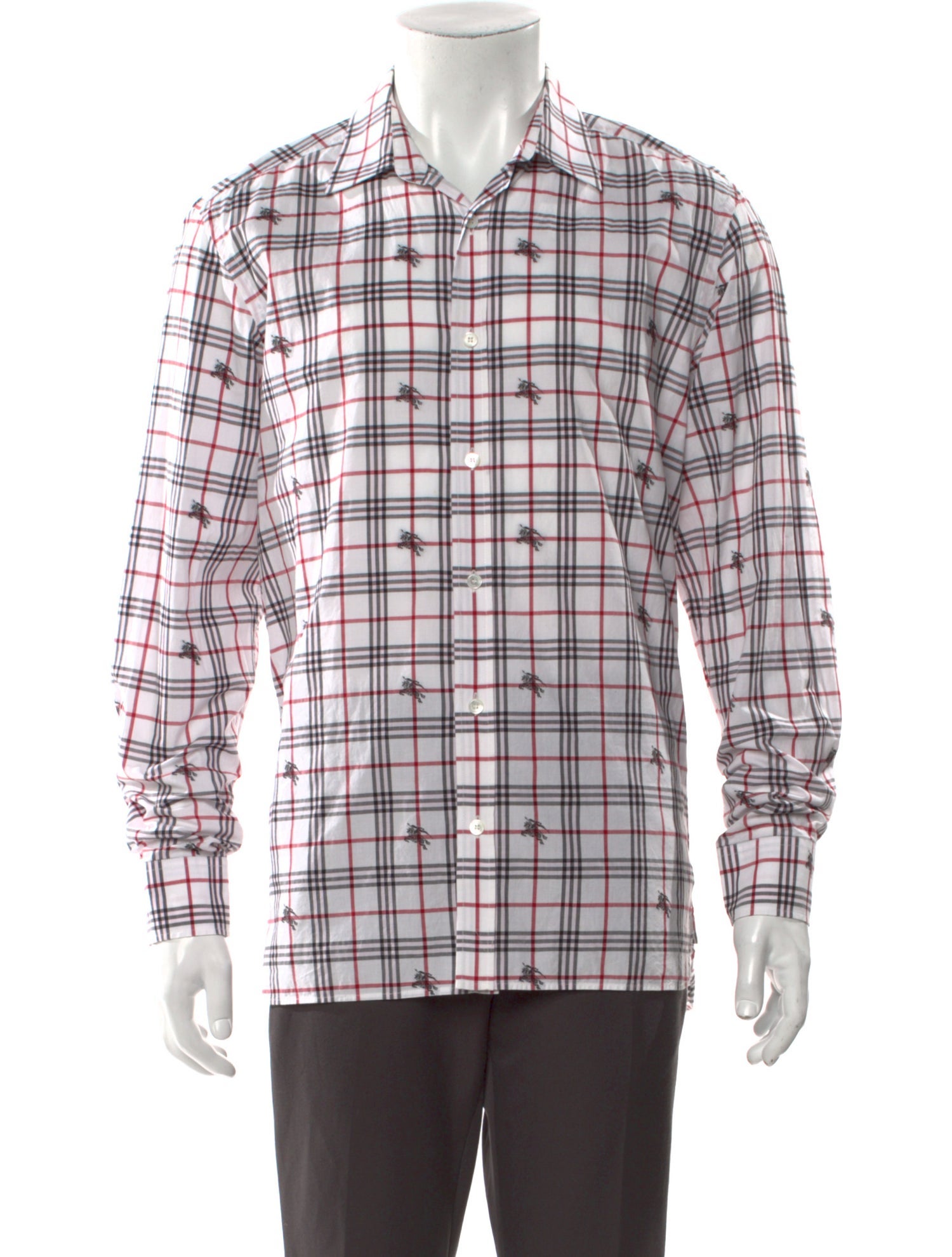 Burberry Plaid Print Long Sleeve Shirt