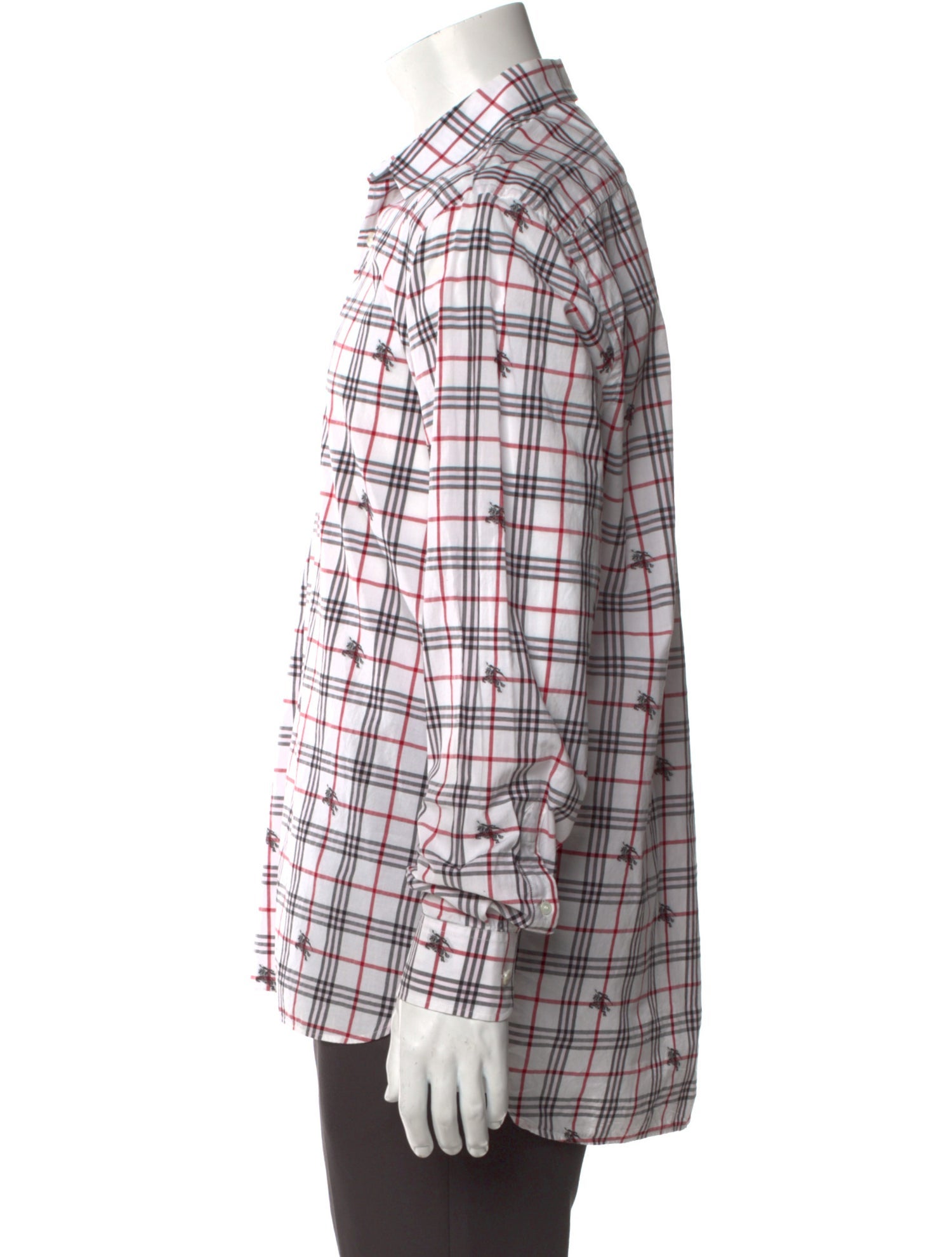 Burberry Plaid Print Long Sleeve Shirt