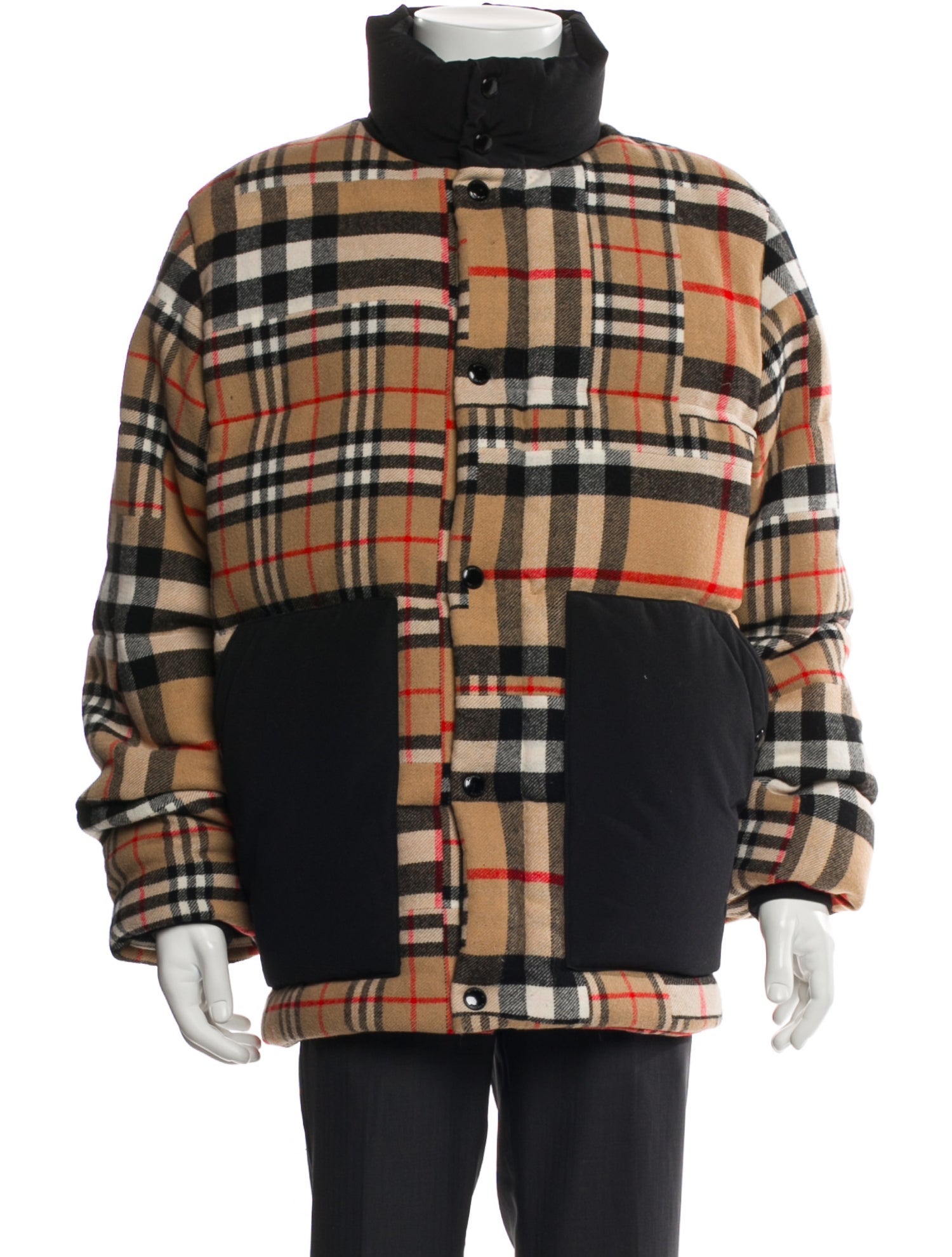Burberry Virgin Wool Plaid Print Puffer Coat