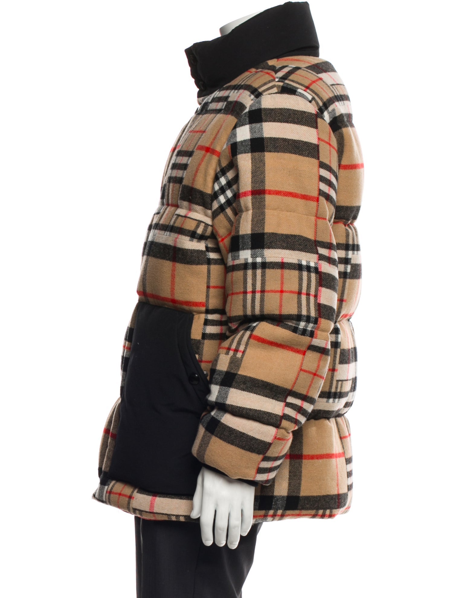Burberry Virgin Wool Plaid Print Puffer Coat