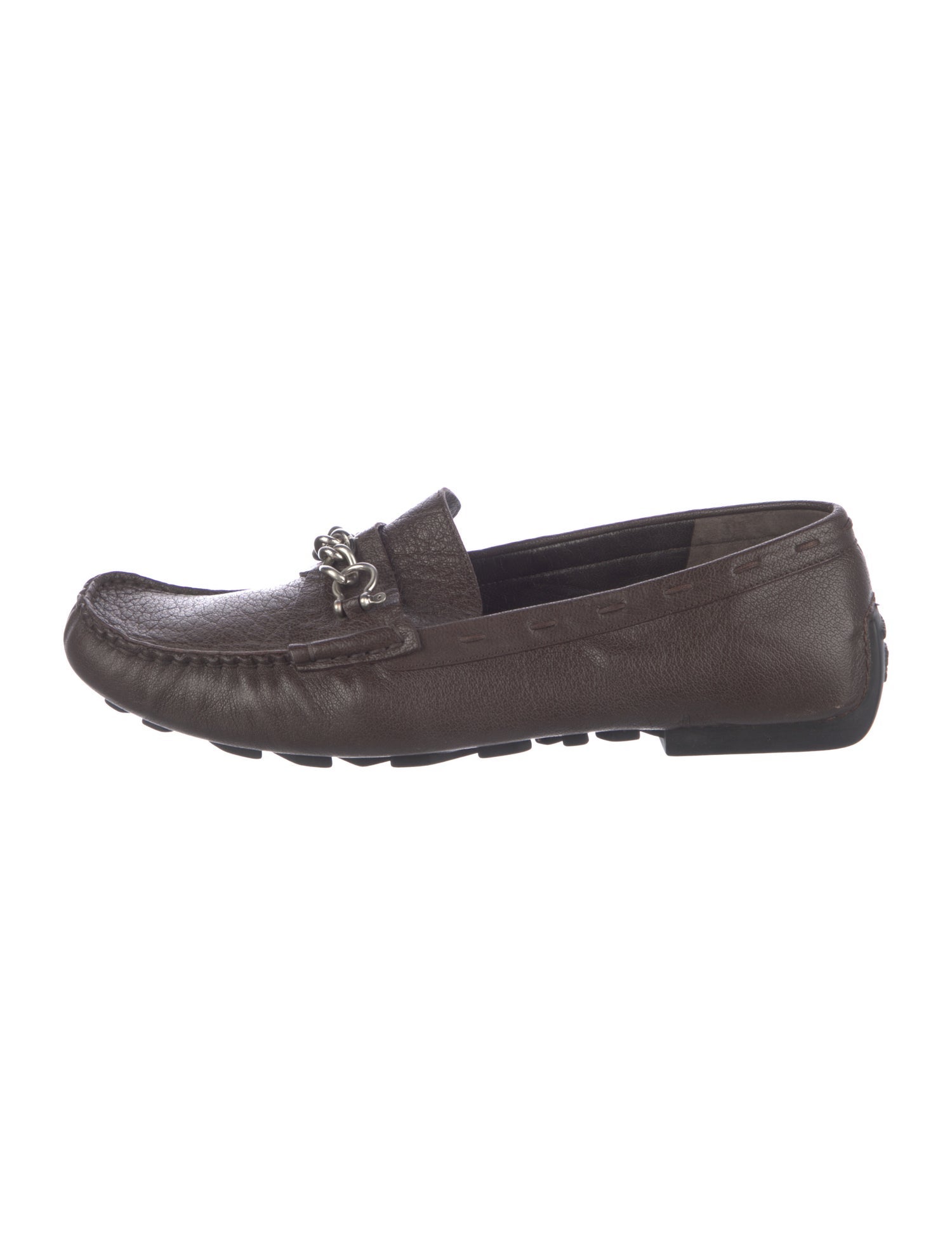 Burberry Leather Chain-Link Accents Loafers