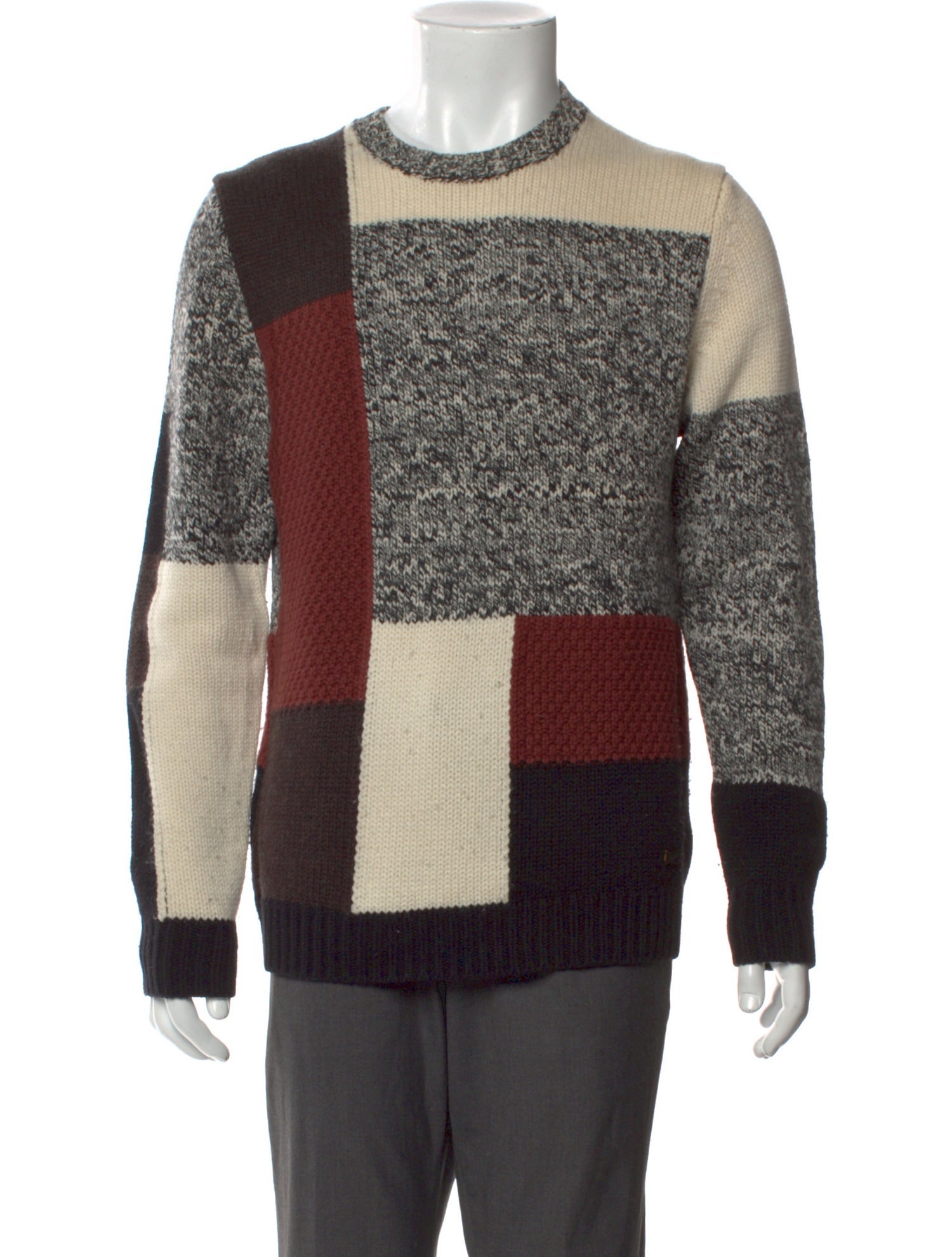 Burberry London Wool Colorblock Pattern Pullover