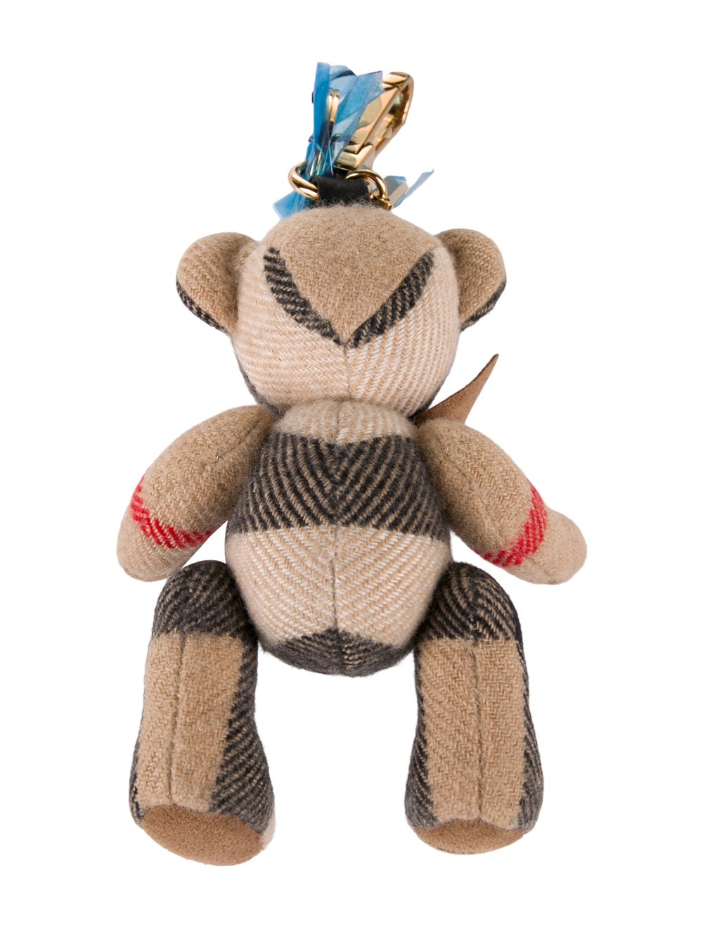 Neutral Burberry pattern print bear keychain w/ t… - image 2