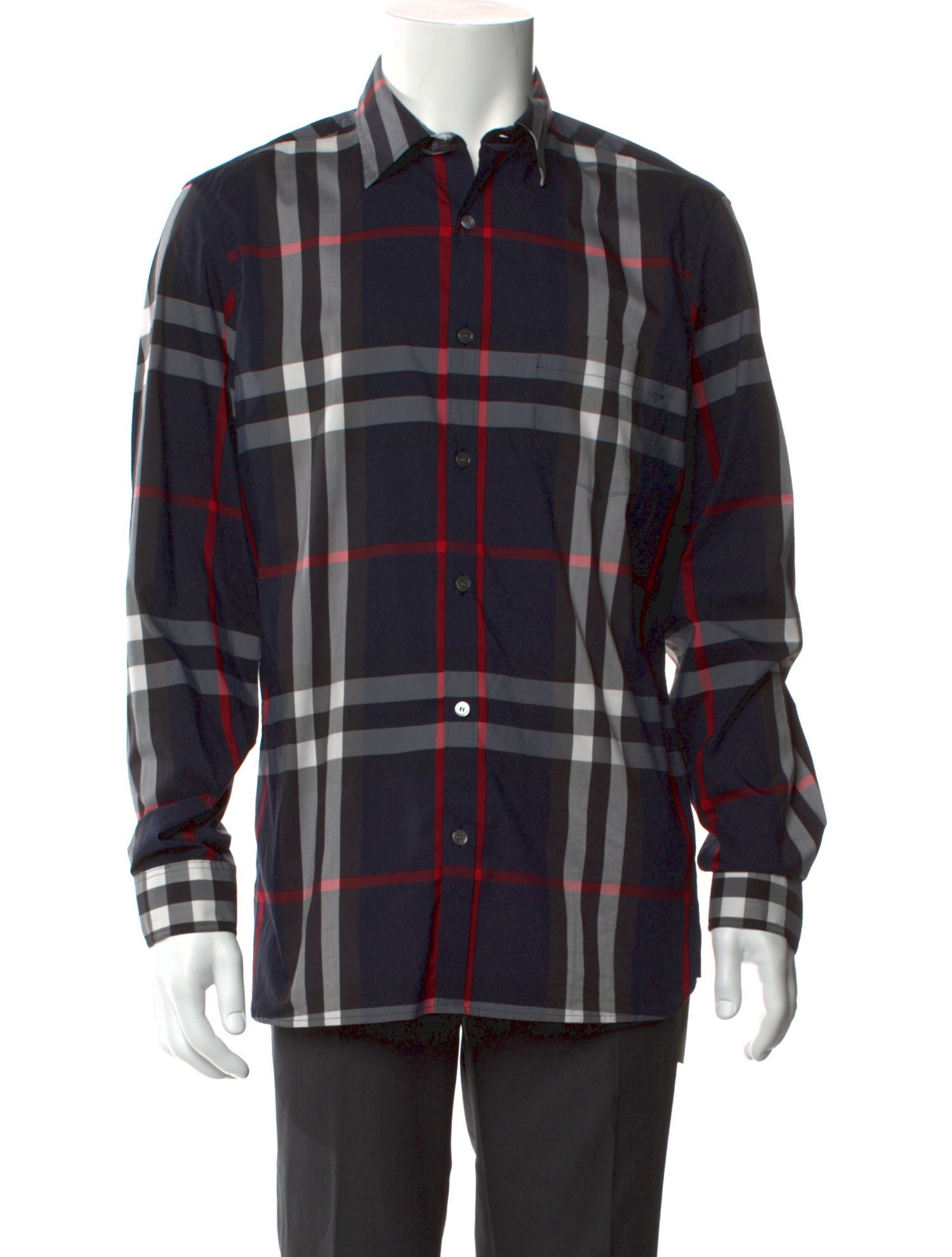 Burberry Plaid Print Long Sleeve Shirt