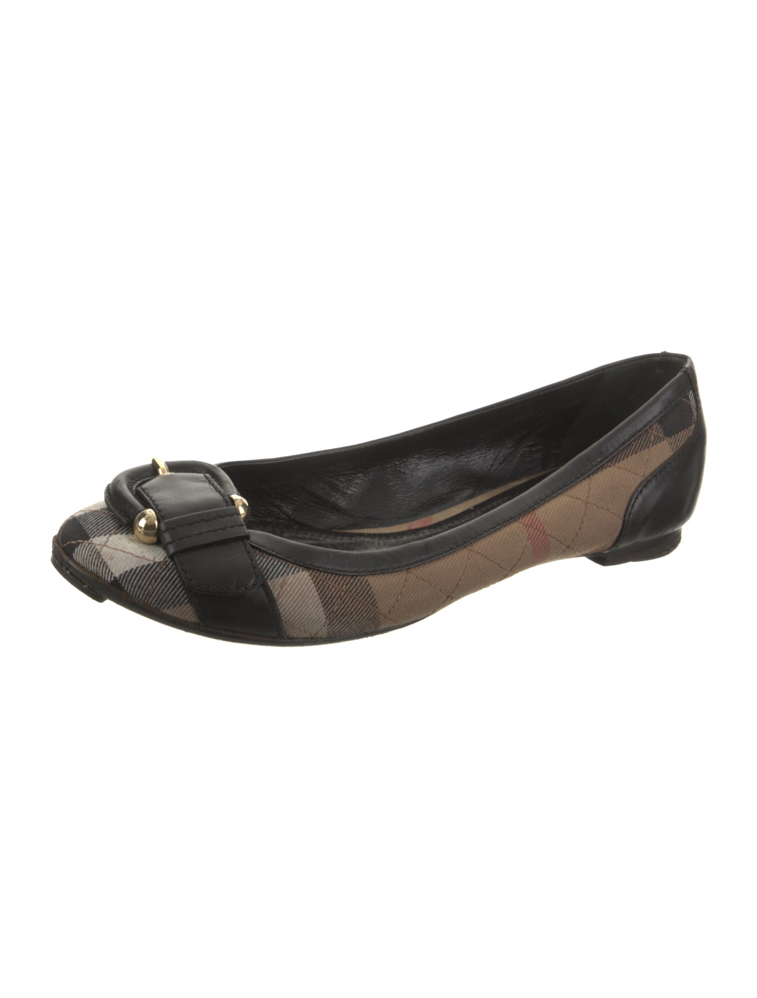 Burberry Canvas Plaid Print Ballet Flats
