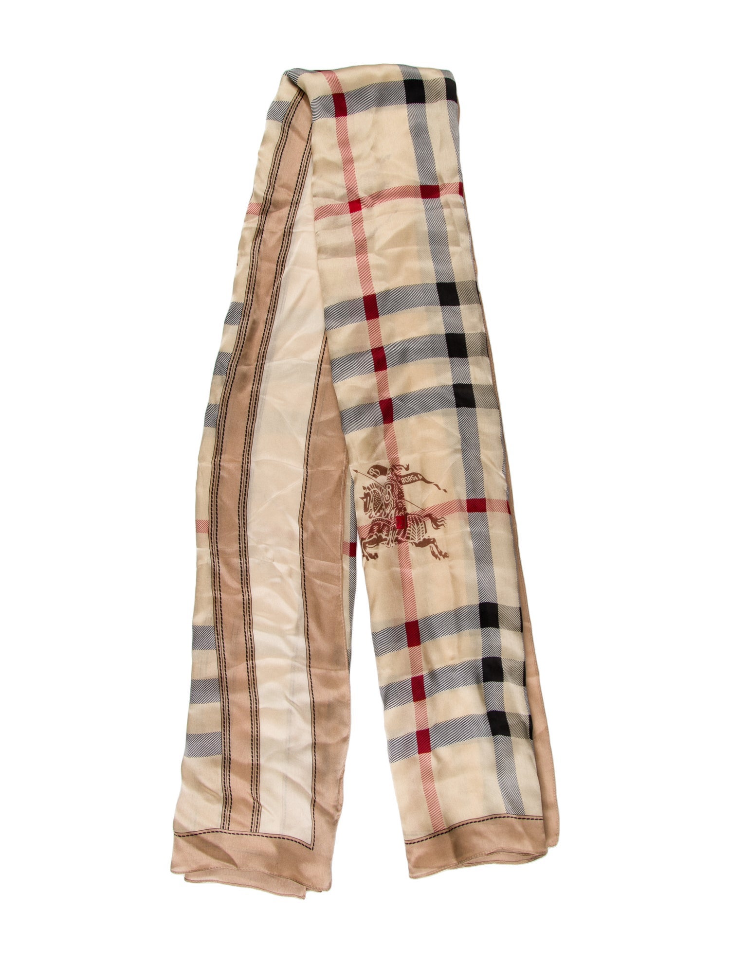 Burberry Silk Plaid Print Scarf