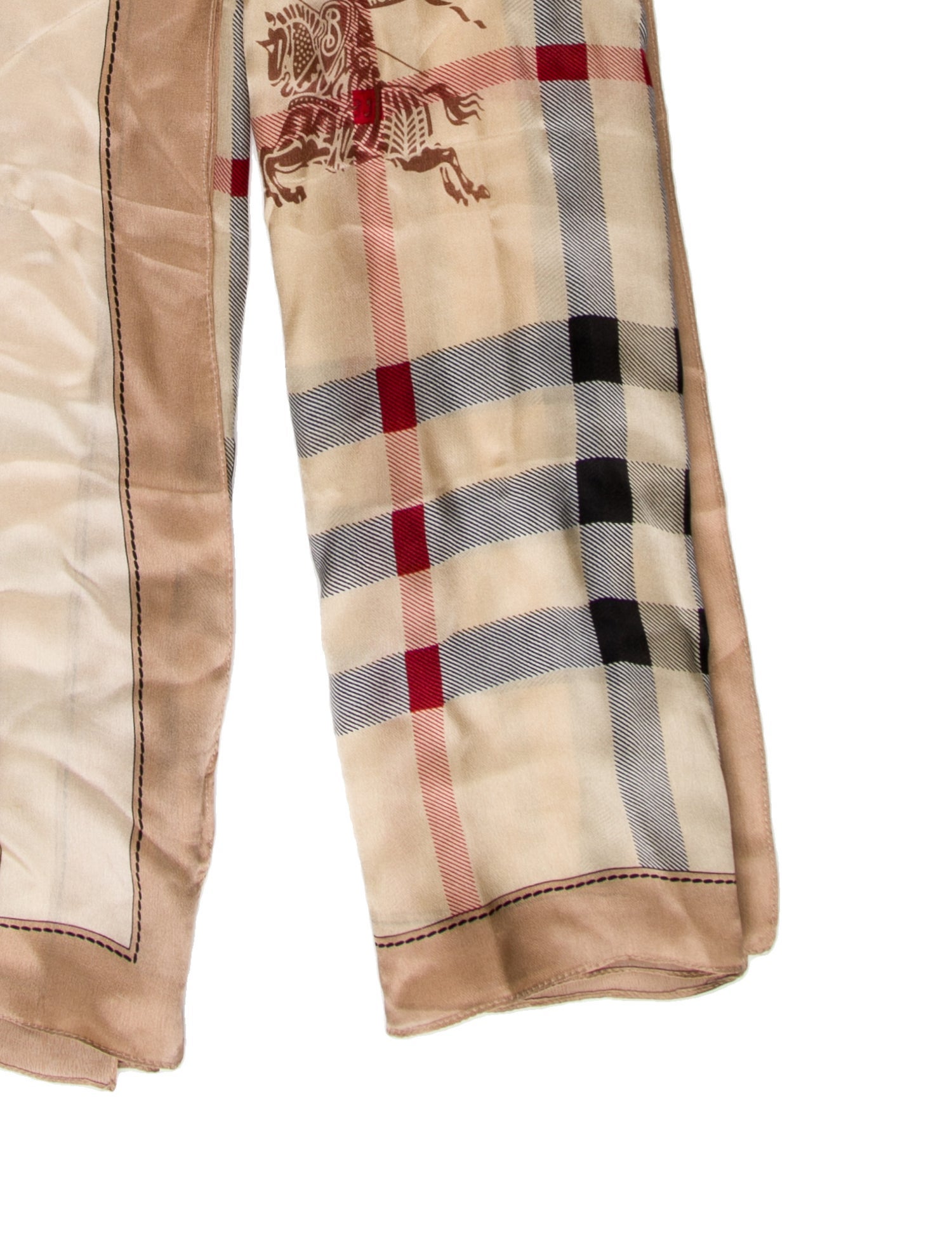 Burberry Silk Plaid Print Scarf