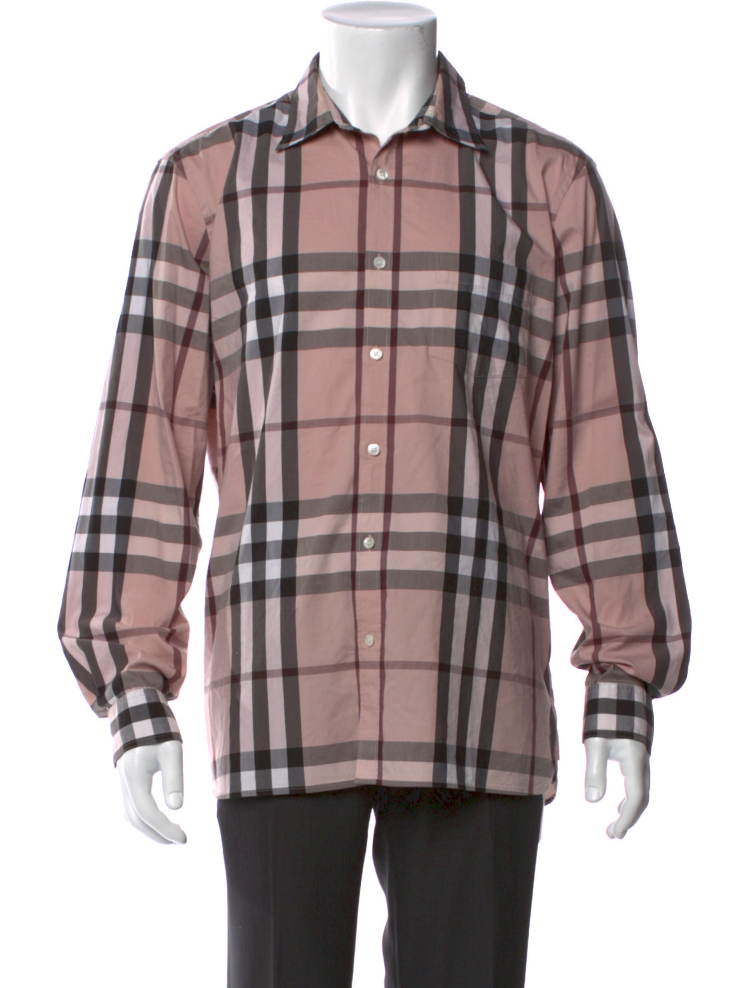 Burberry Plaid Print Long Sleeve Shirt