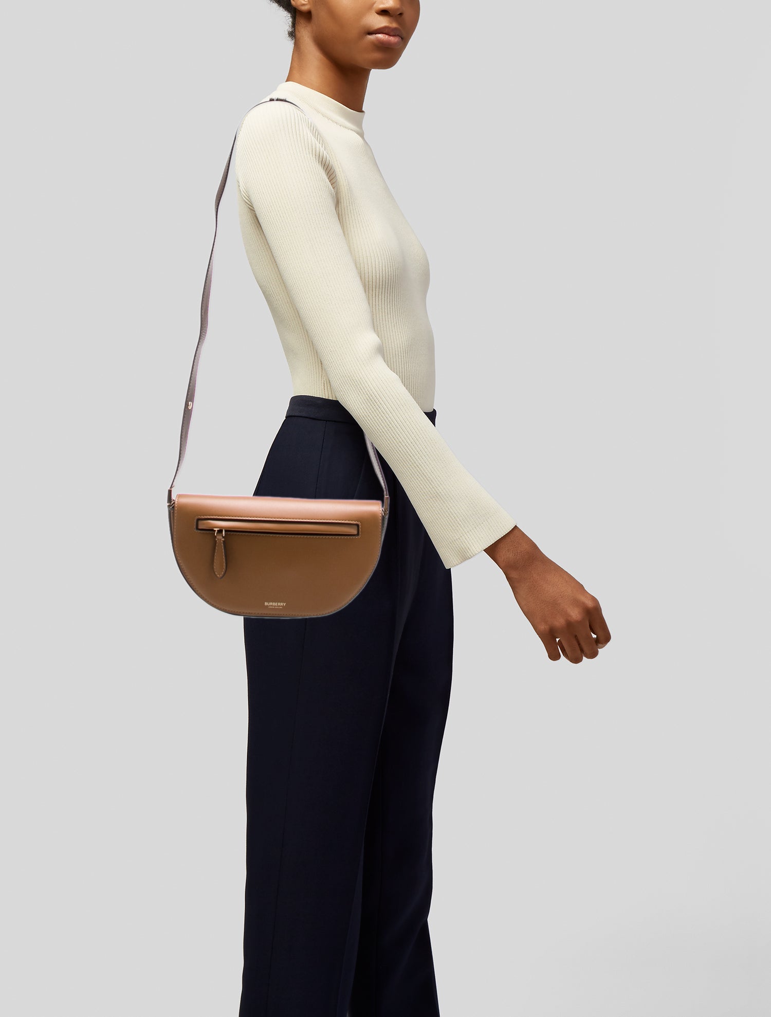 Burberry TB Monogram Olympia - Brown Shoulder Bags, Handbags