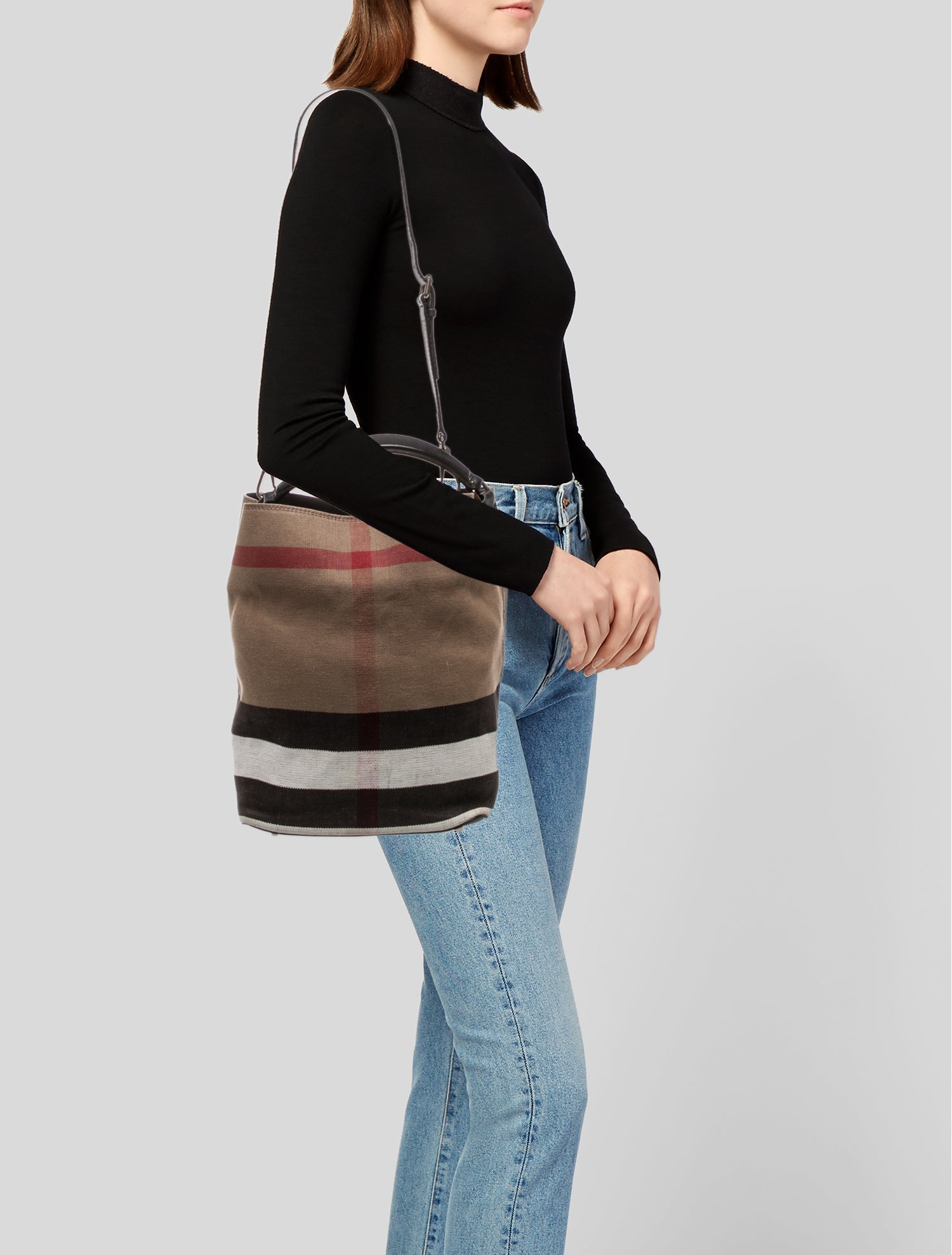 Burberry Exploded Check Bucket Bag