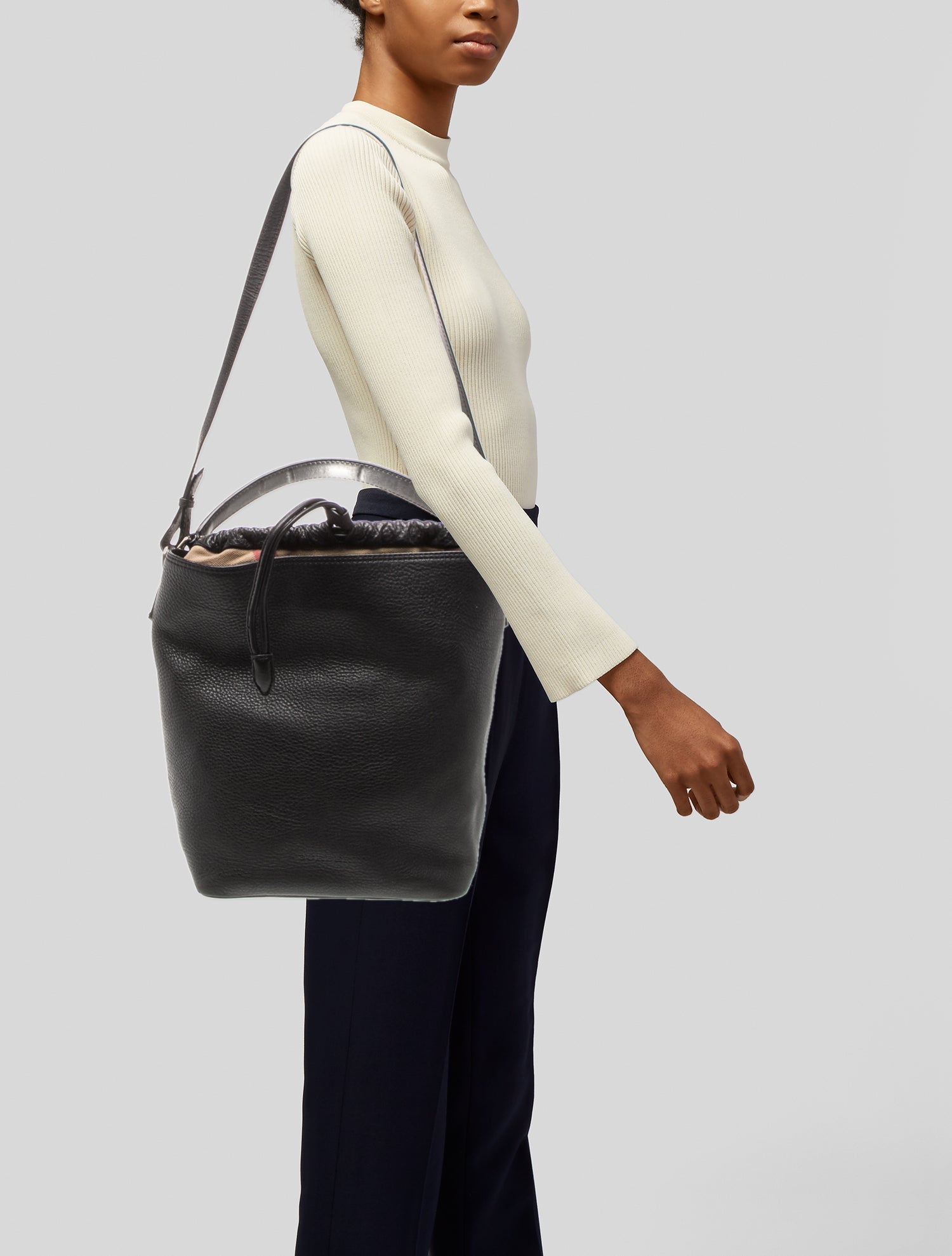 Burberry Exploded Check Bucket Bag