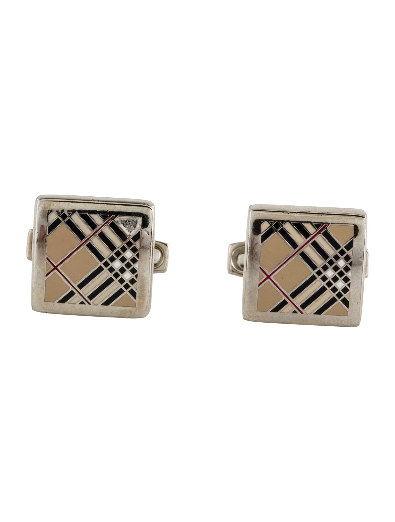 Burberry Enamel Check Cufflinks