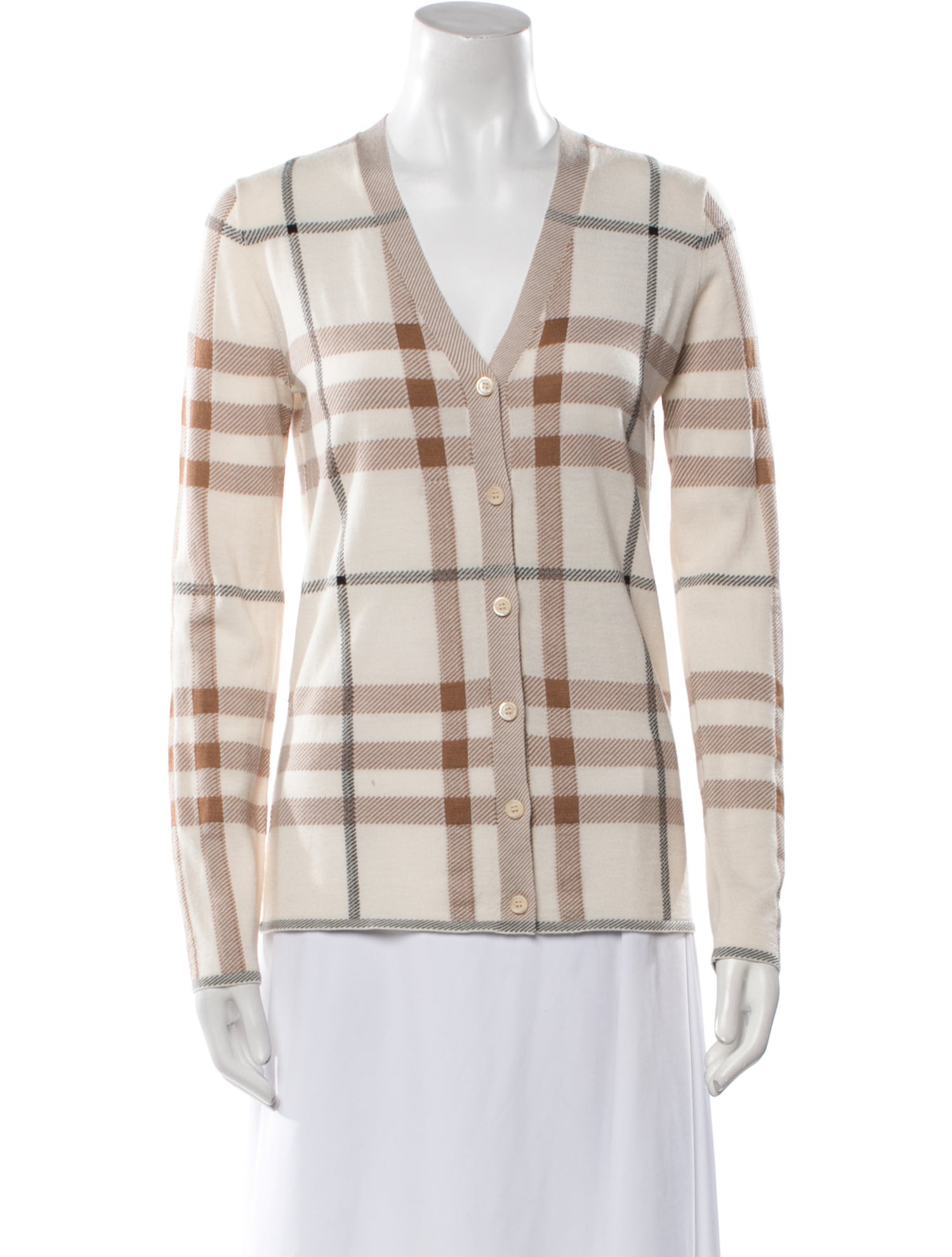 Burberry Wool Plaid Print Sweater