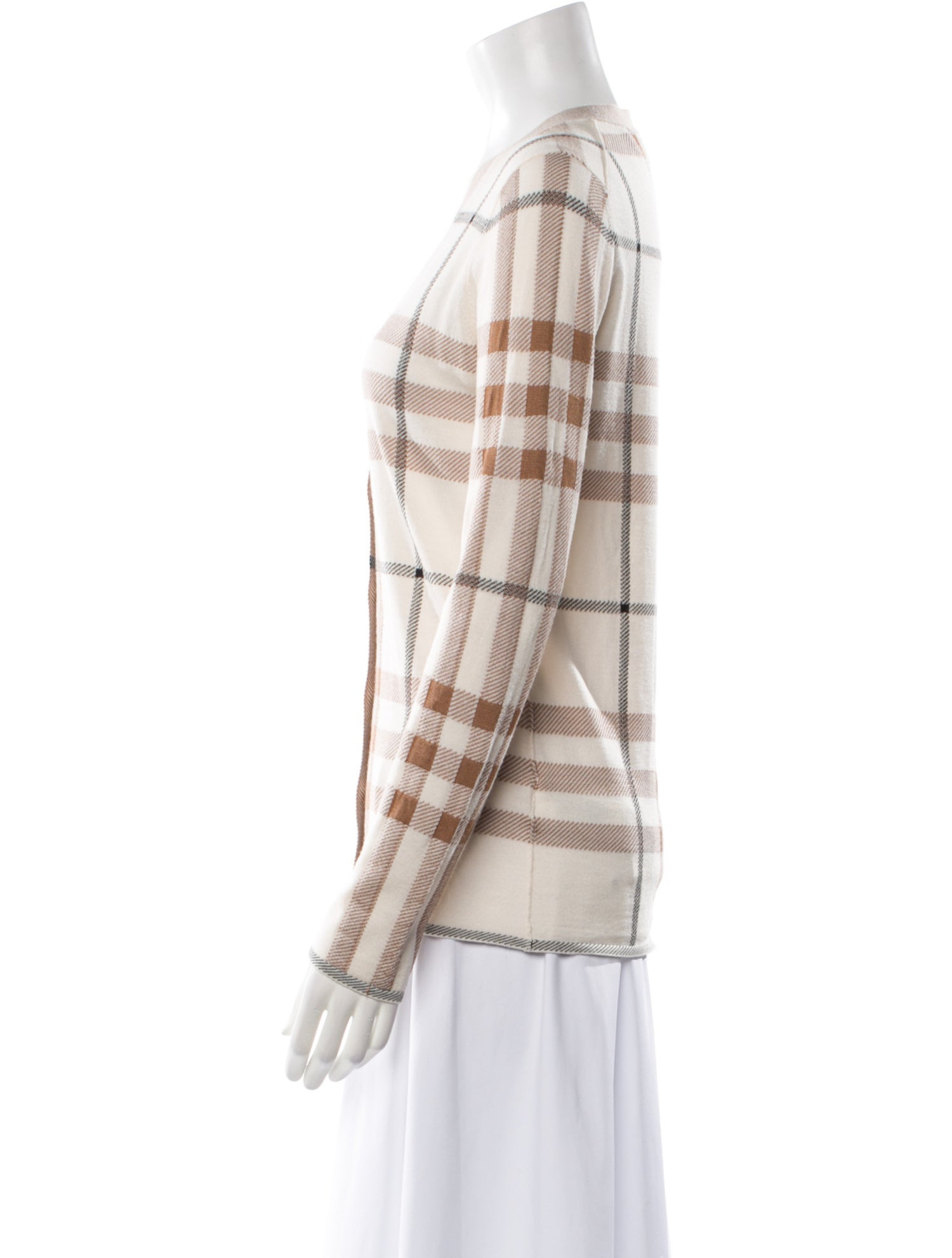 Burberry Wool Plaid Print Sweater