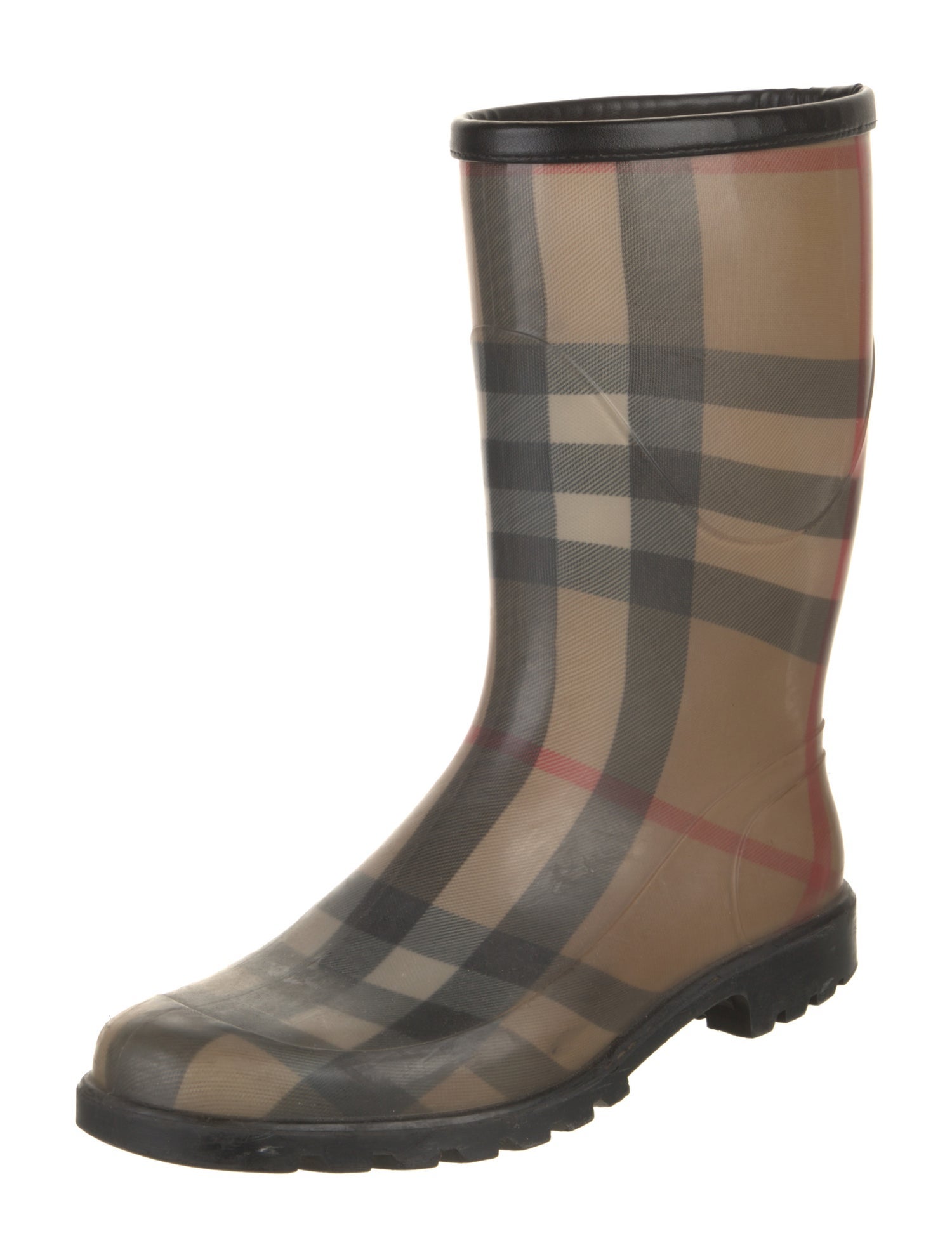 Burberry Nova Check Pattern Rubber Rain Boots