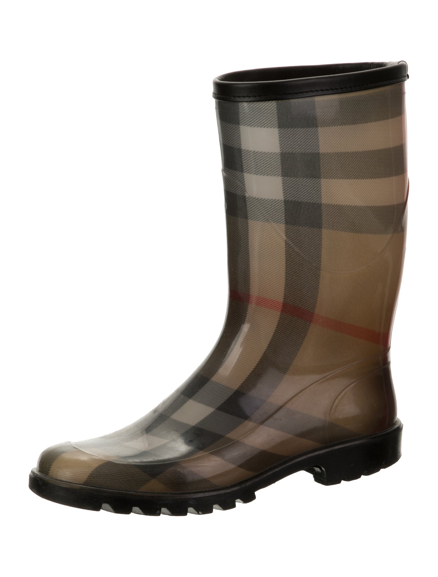 Burberry Nova Check Pattern Rubber Rain Boots
