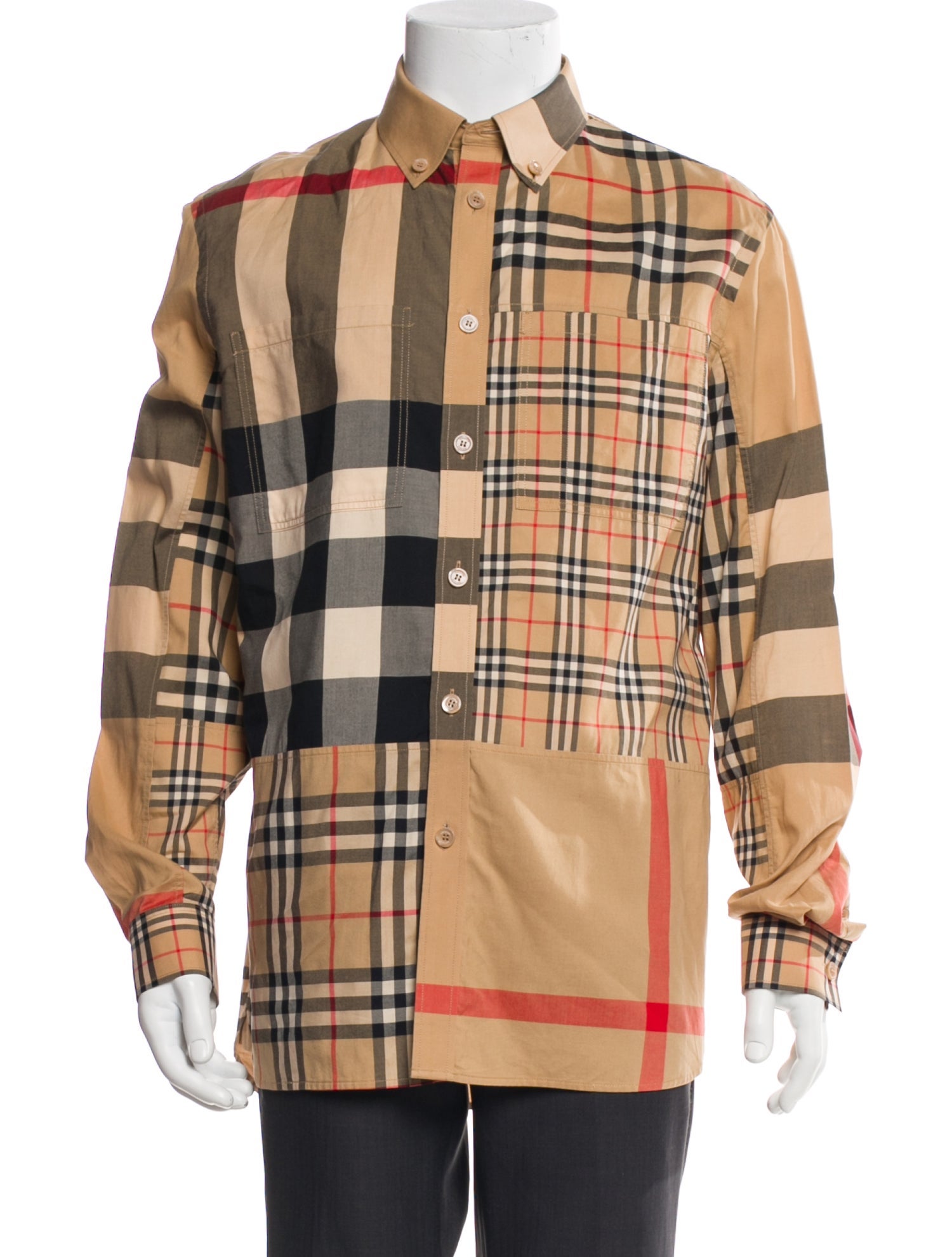 Burberry Plaid Print Long Sleeve Shirt