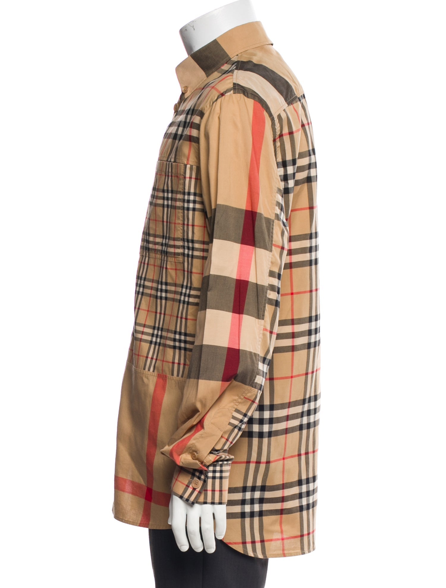 Burberry Plaid Print Long Sleeve Shirt