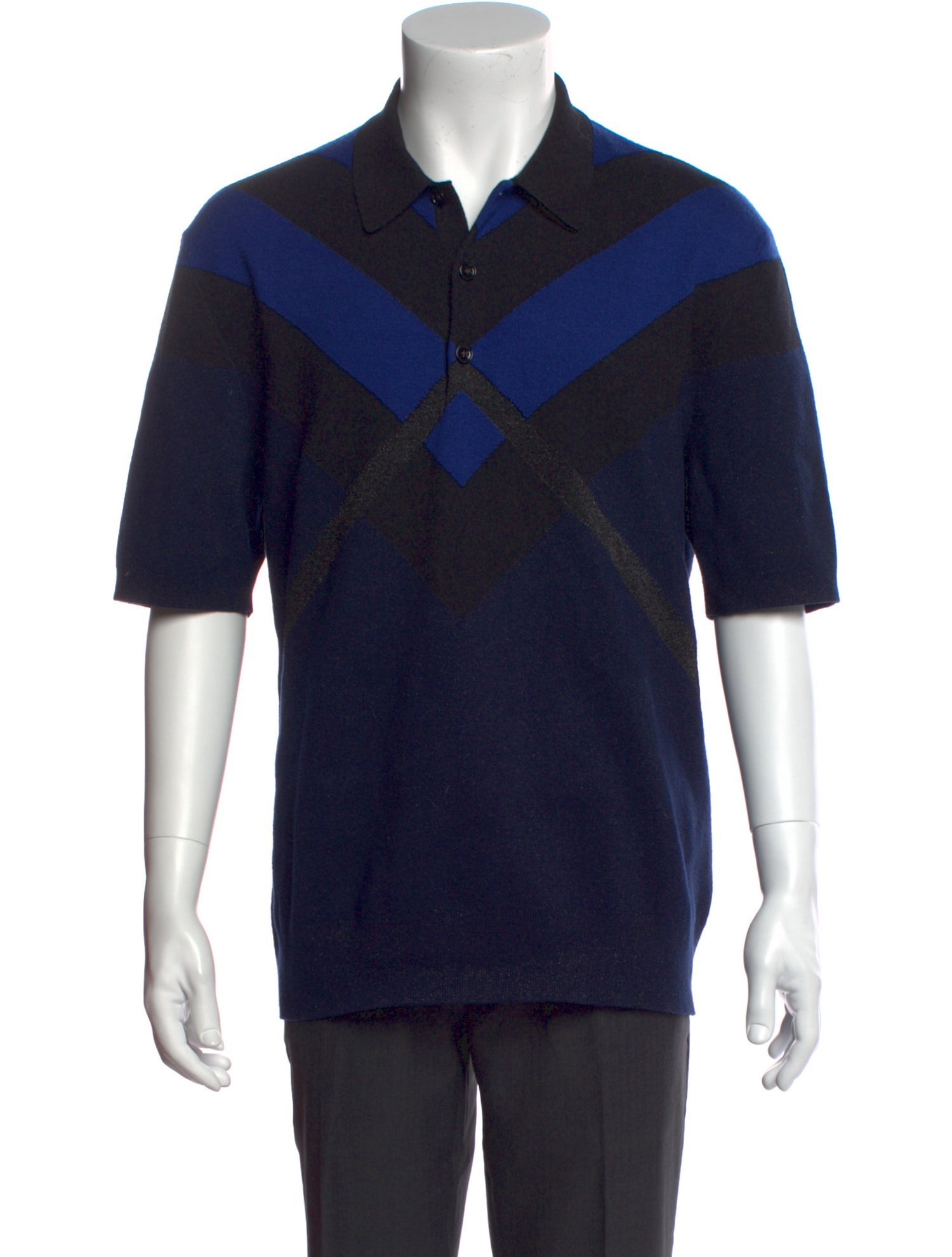 Burberry Colorblock Pattern Collar Polo Sweater