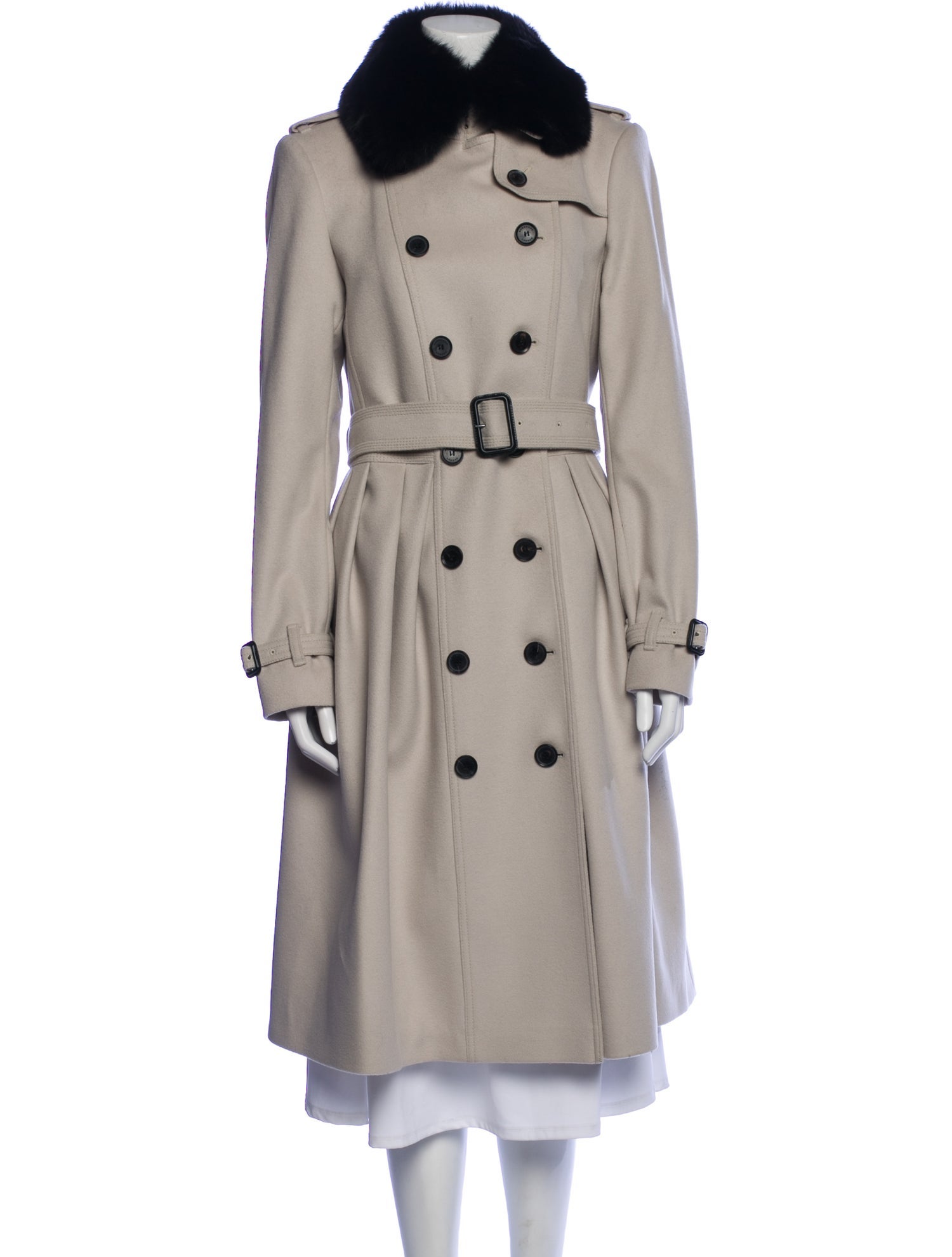 Burberry Virgin Wool Colorblock Pattern Trench Coat