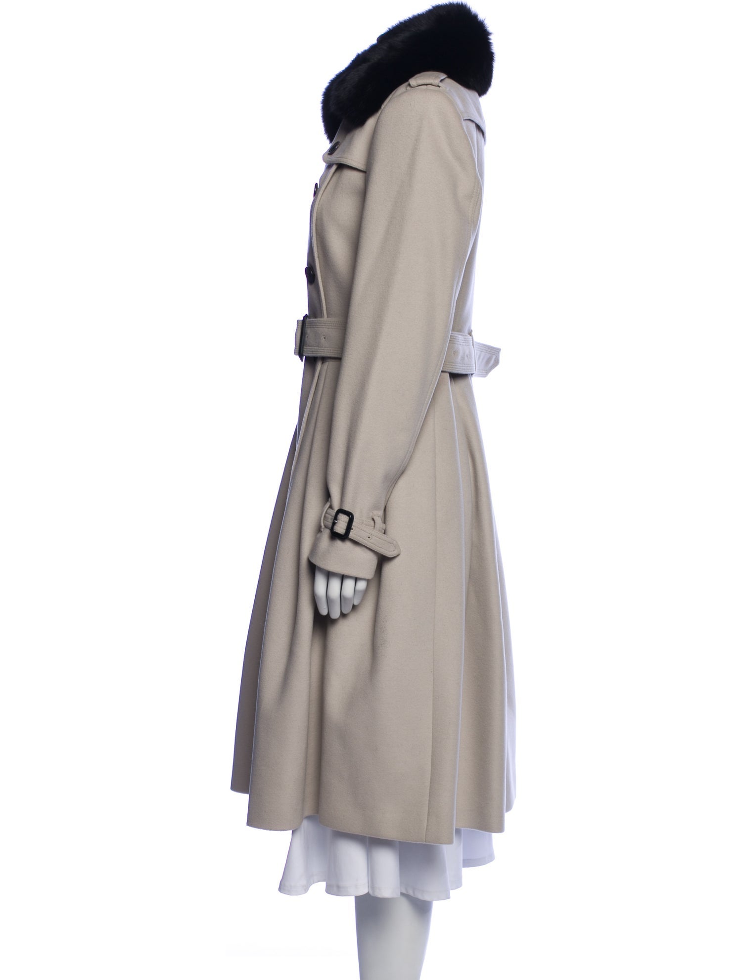 Burberry Virgin Wool Colorblock Pattern Trench Coat