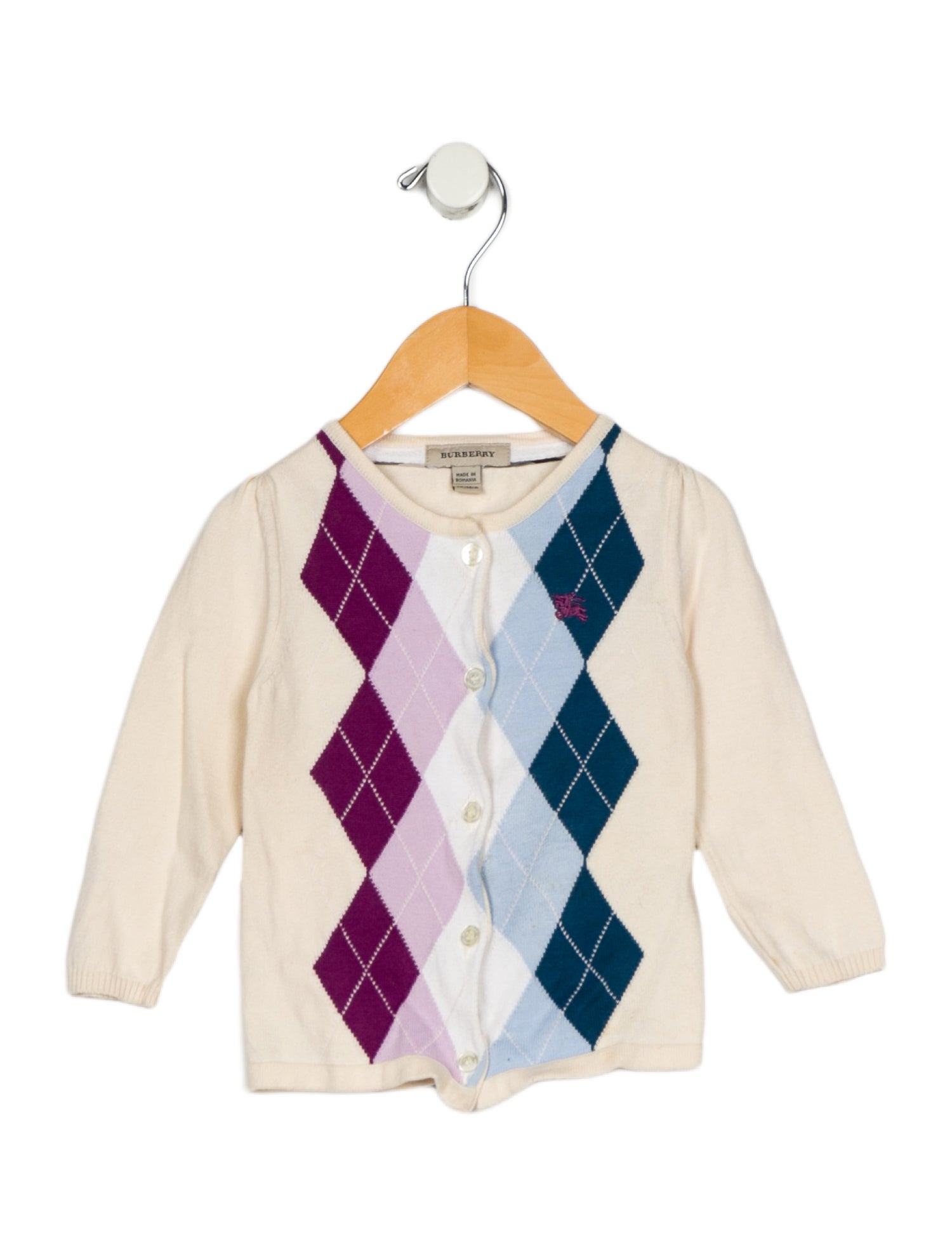 Burberry Kids Argyle Knit Cardigan