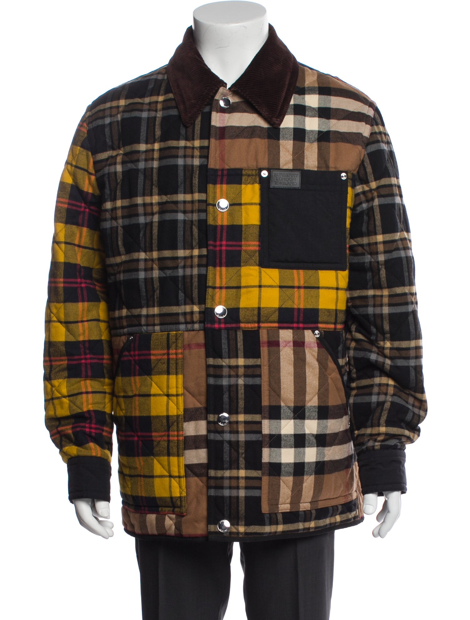 Burberry Plaid Print Peacoat