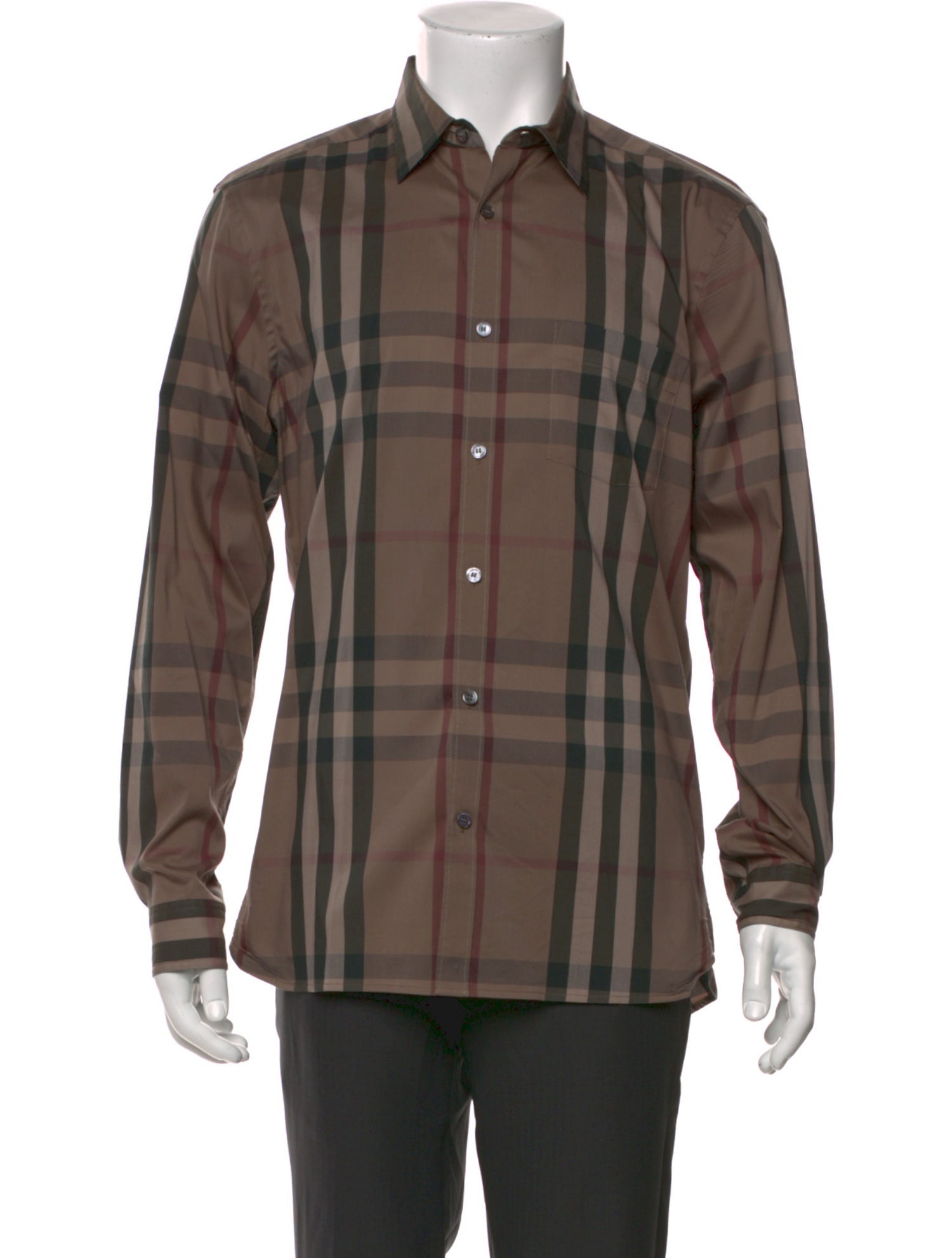 Burberry Plaid Print Long Sleeve Dress Shirt