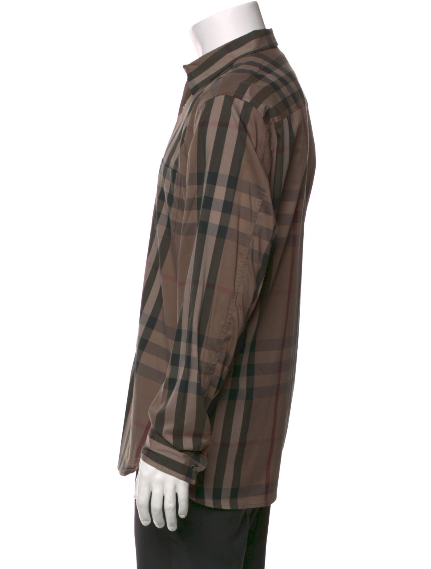 Burberry Plaid Print Long Sleeve Dress Shirt