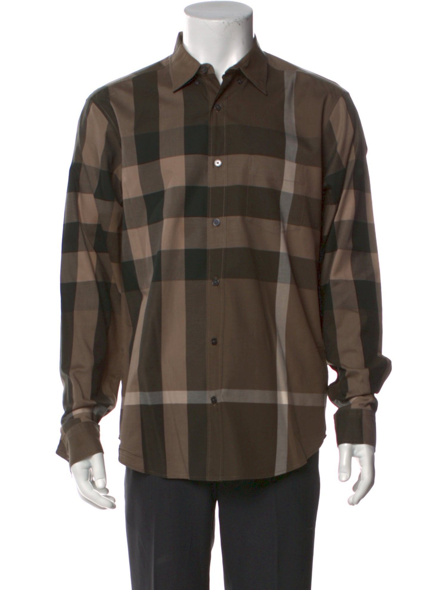 Burberry Plaid Print Long Sleeve Shirt