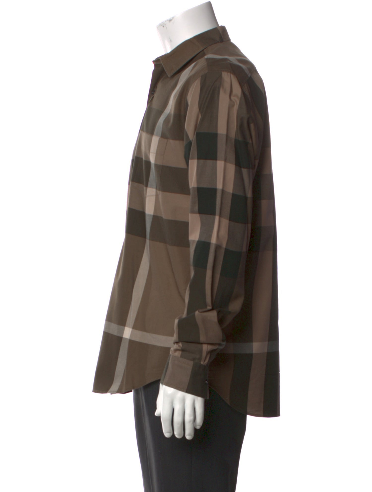 Burberry Plaid Print Long Sleeve Shirt