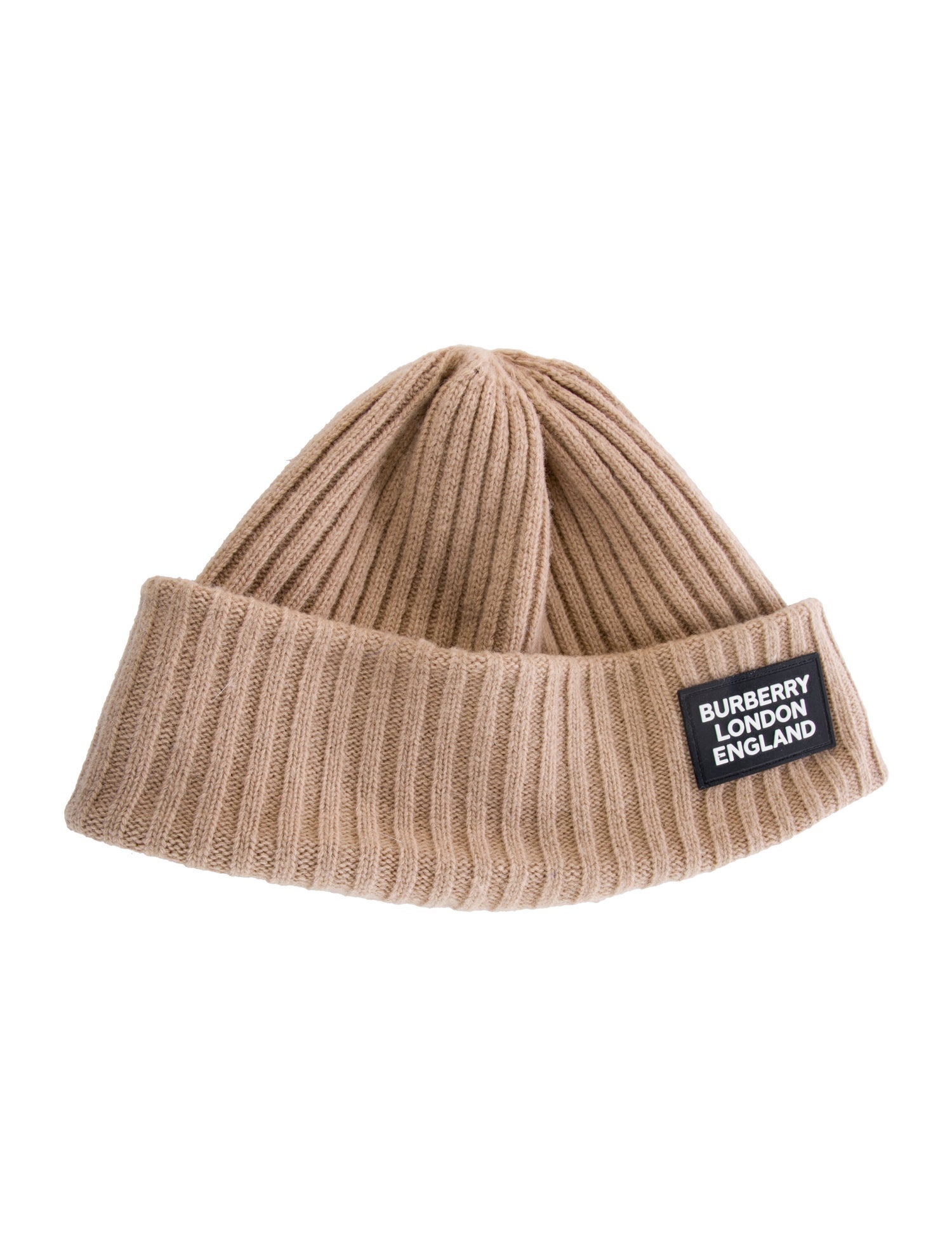 Burberry Neutral Cotton-Blend Knitted Patch Logo Beanie