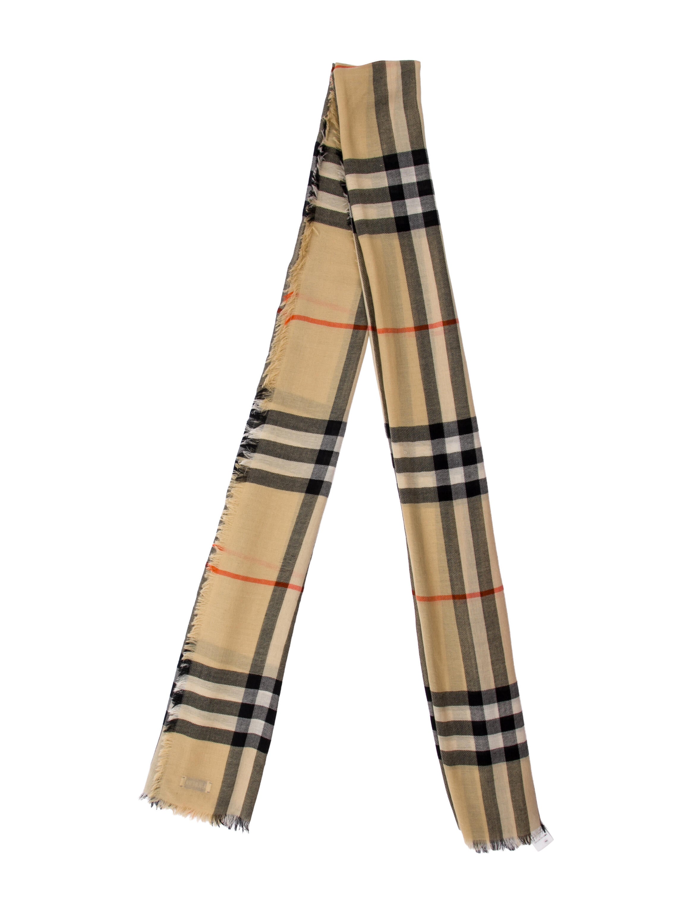 Burberry Wool Plaid Print Scarf